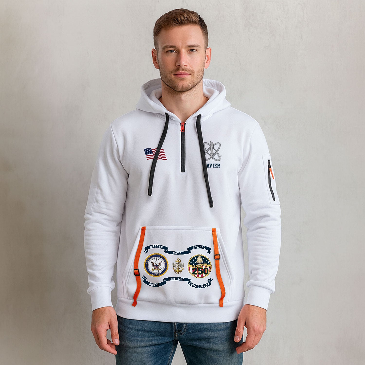 Personalized US Navy Quater Zip Hoodie KAQZ03