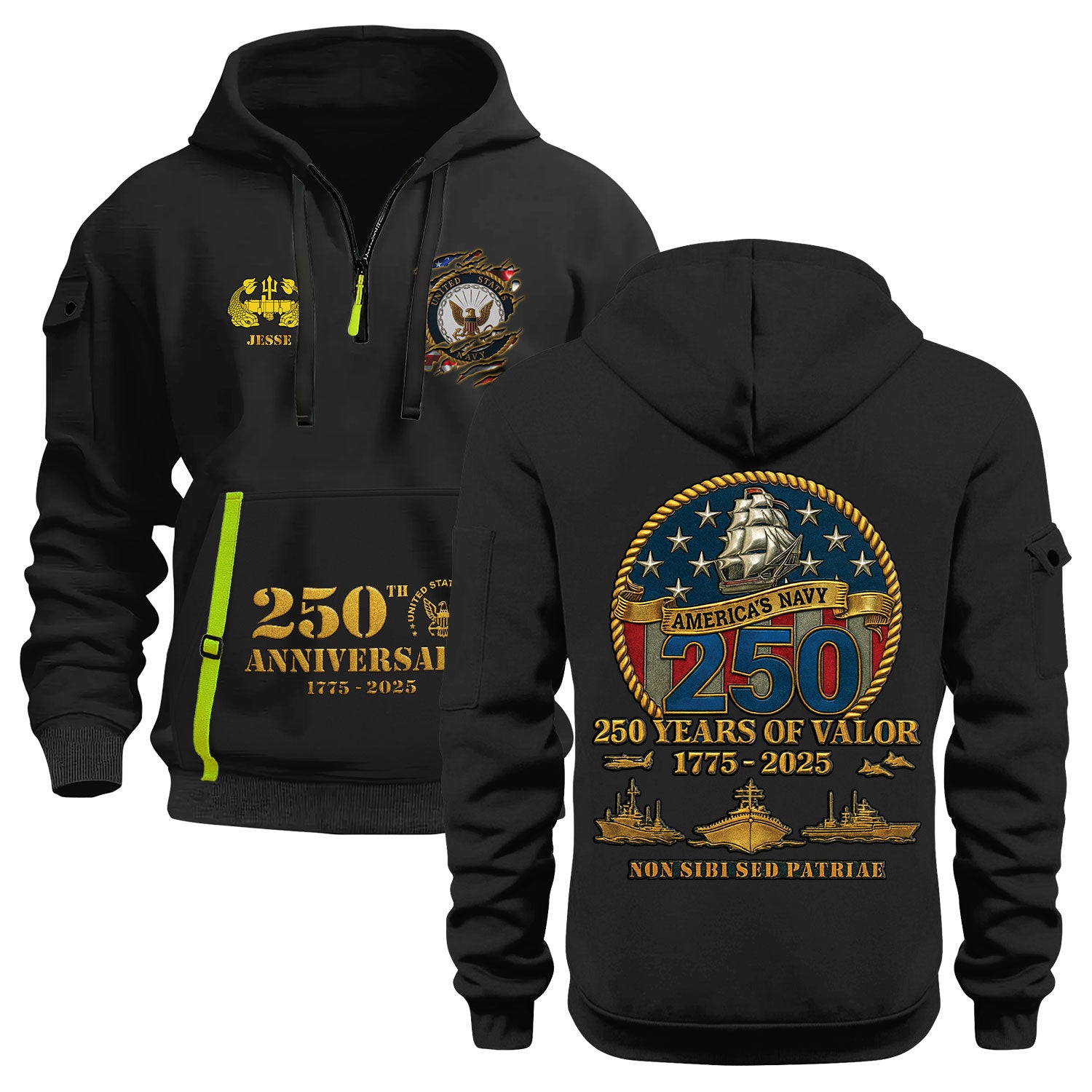 Personalized US Navy Quater Zip Hoodie KAQZ04