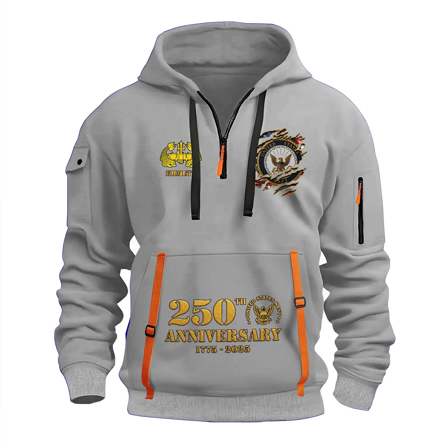 Personalized US Navy Quater Zip Hoodie KAQZ04