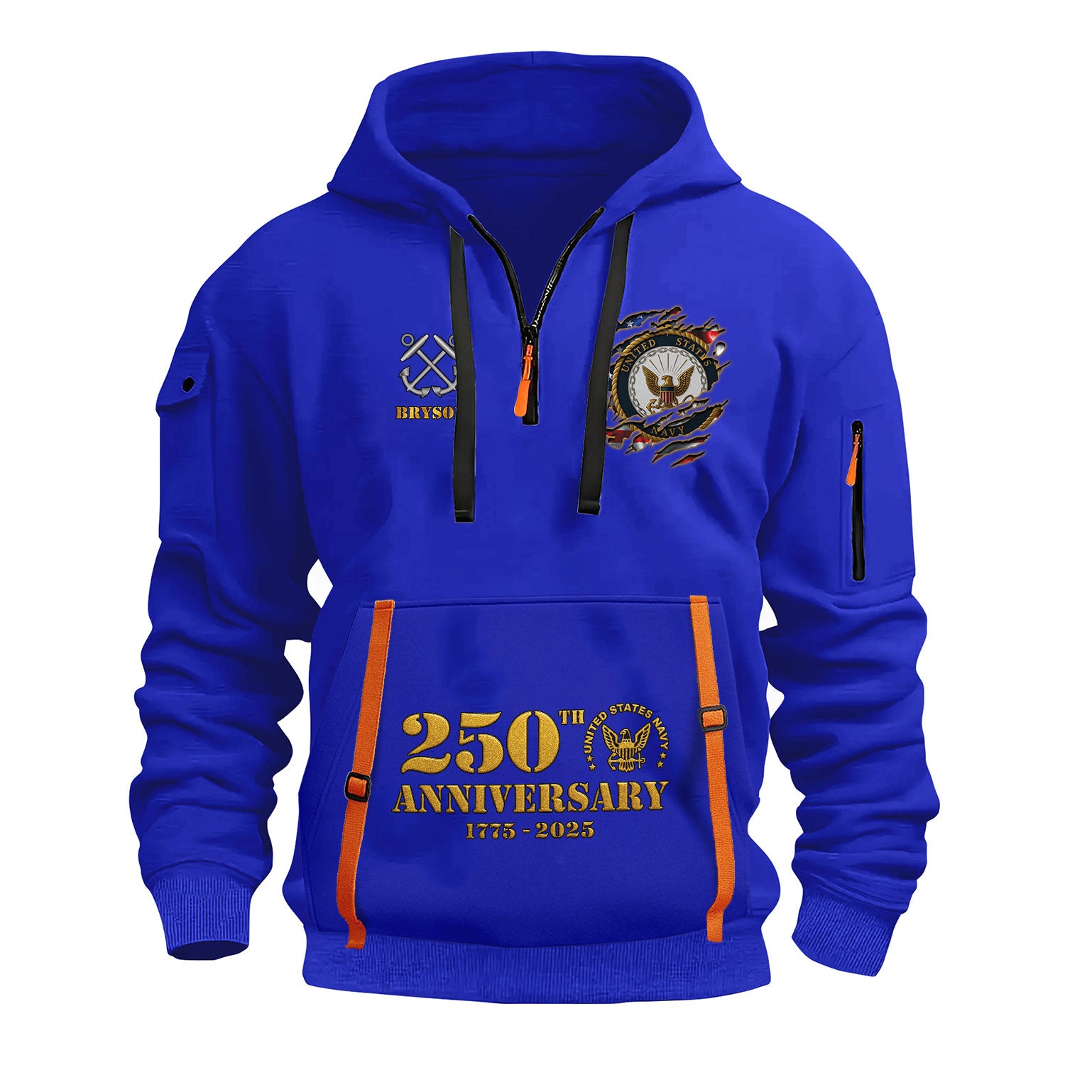 Personalized US Navy Quater Zip Hoodie KAQZ04