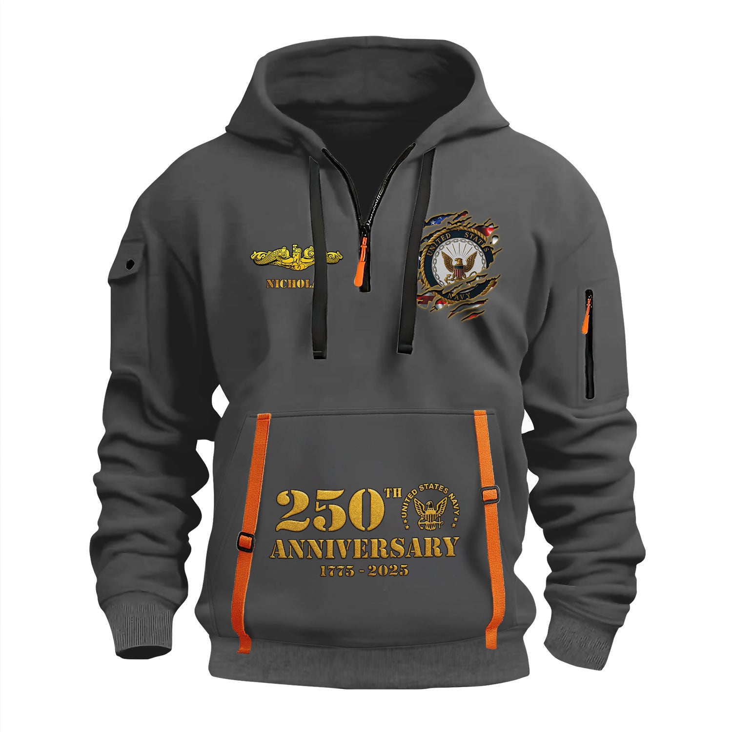 Personalized US Navy Quater Zip Hoodie KAQZ04