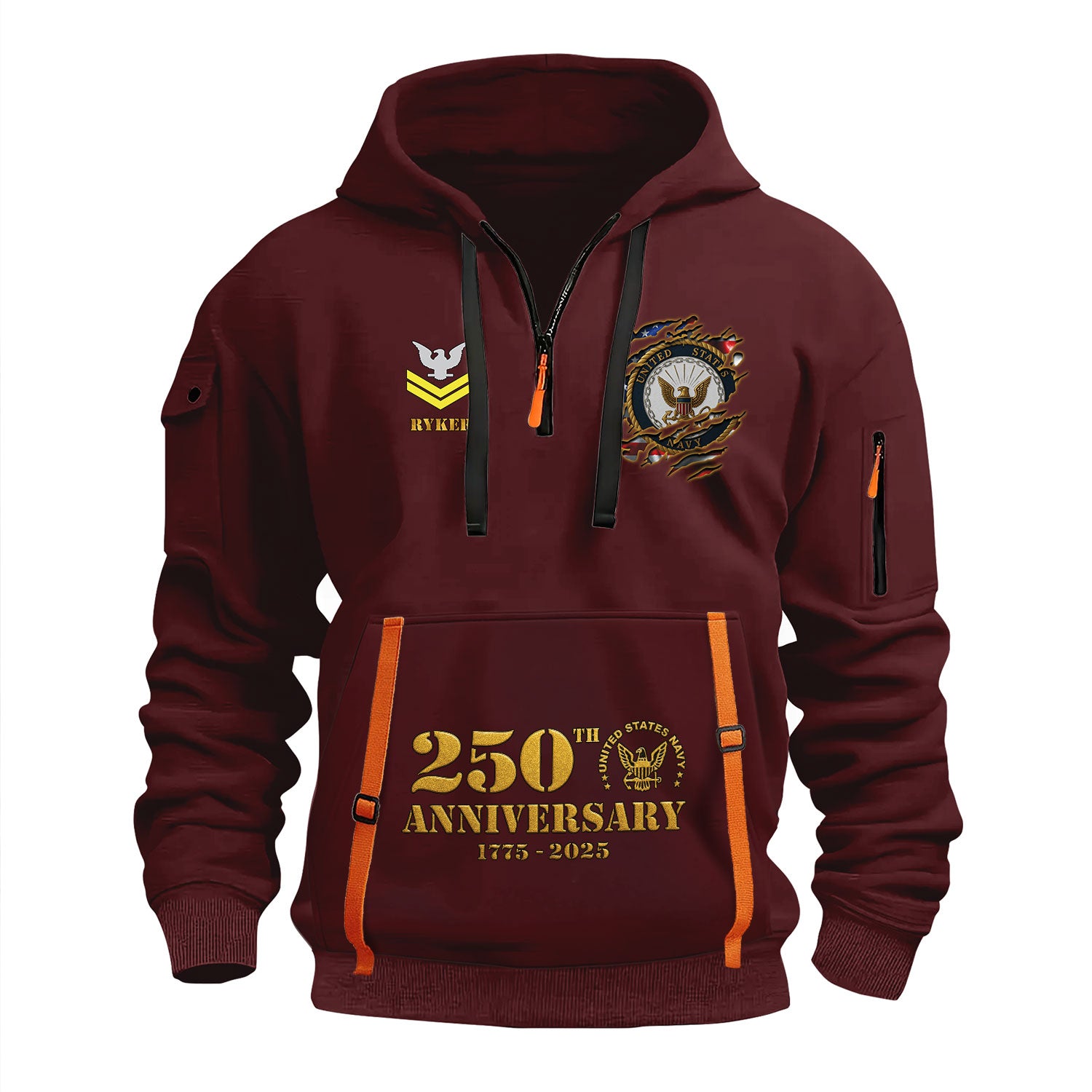Personalized US Navy Quater Zip Hoodie KAQZ04