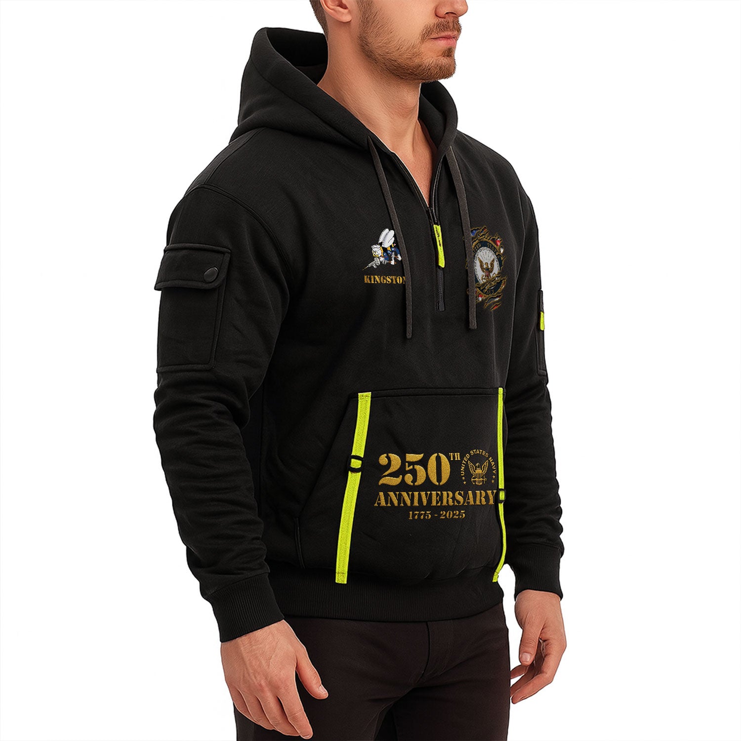 Personalized US Navy Quater Zip Hoodie KAQZ04