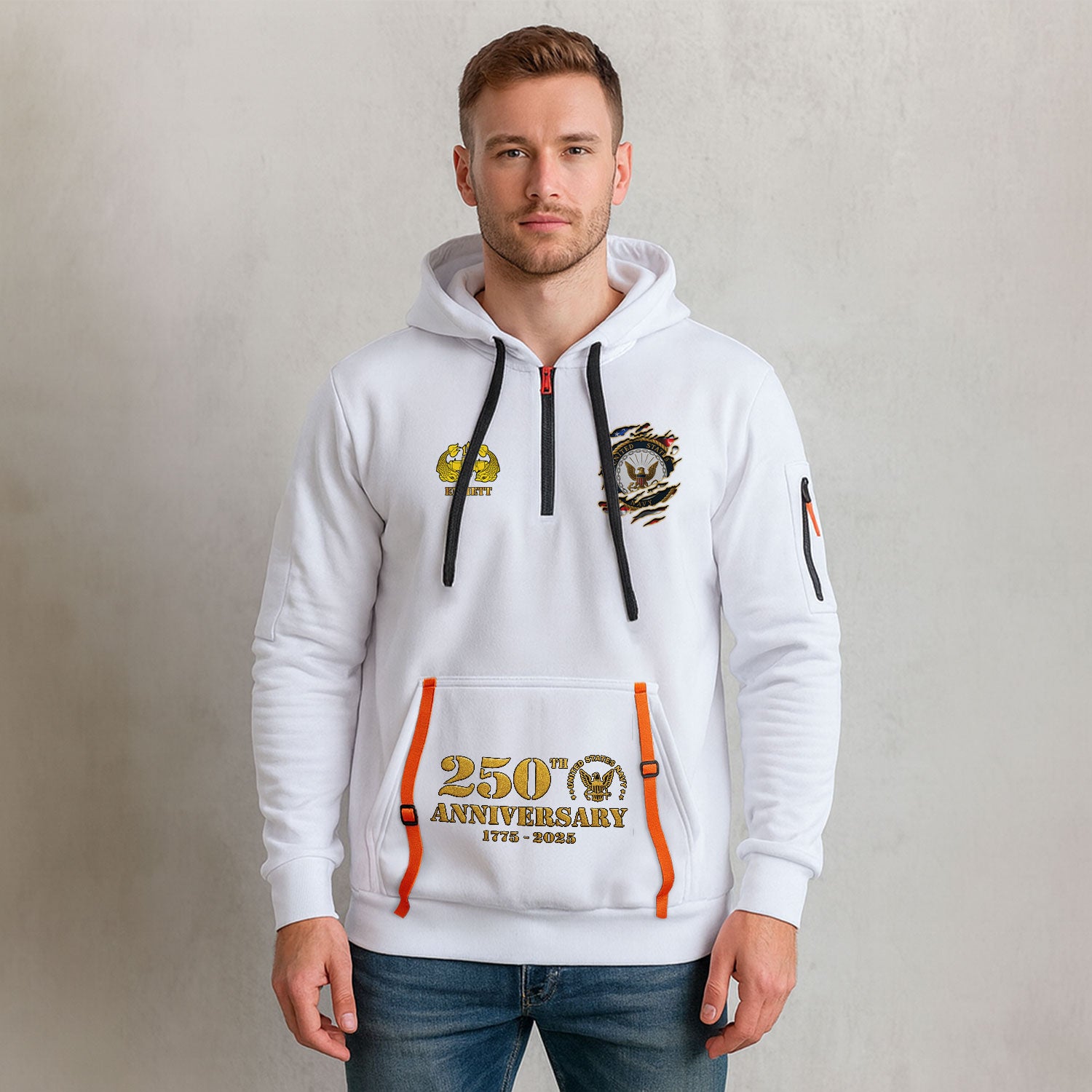 Personalized US Navy Quater Zip Hoodie KAQZ04