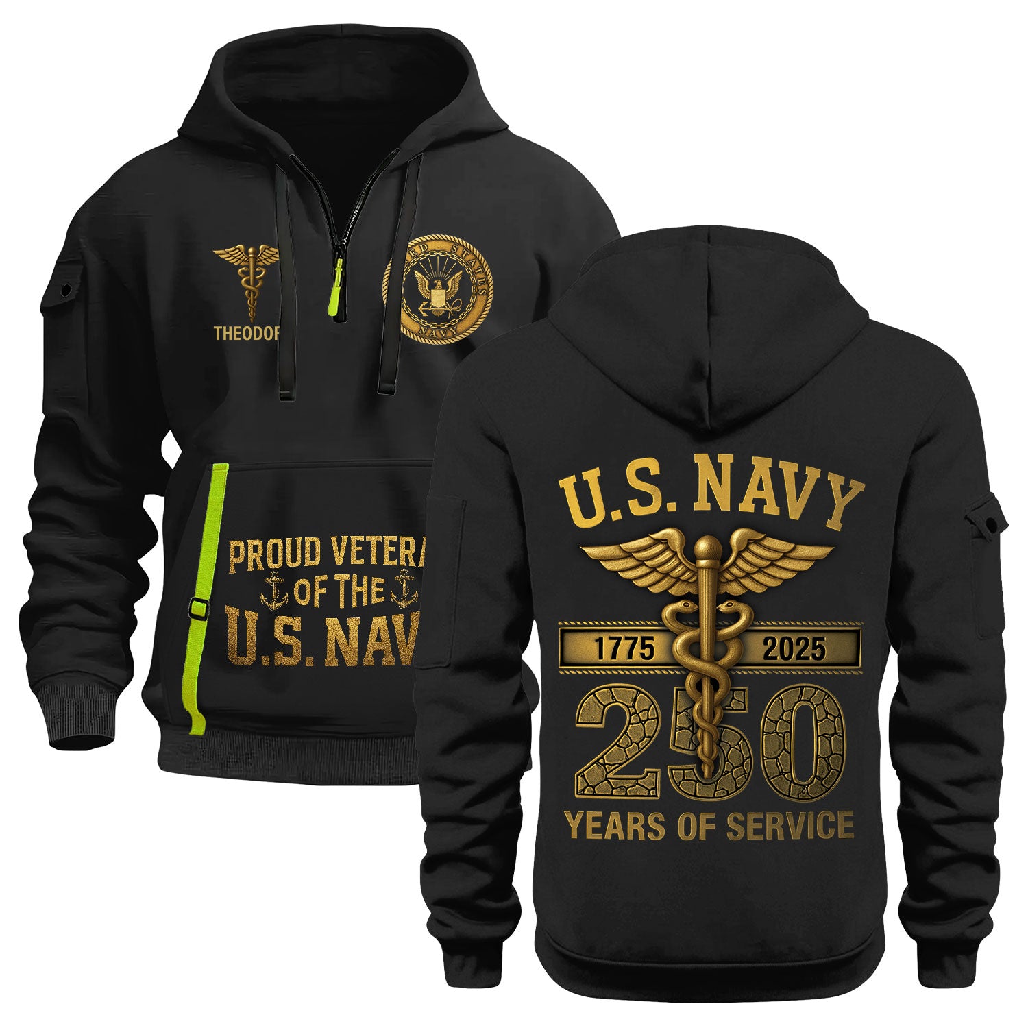 Personalized US Navy Quater Zip Hoodie KAQZ05