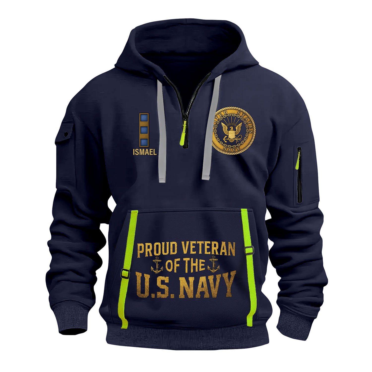 Personalized US Navy Quater Zip Hoodie KAQZ05