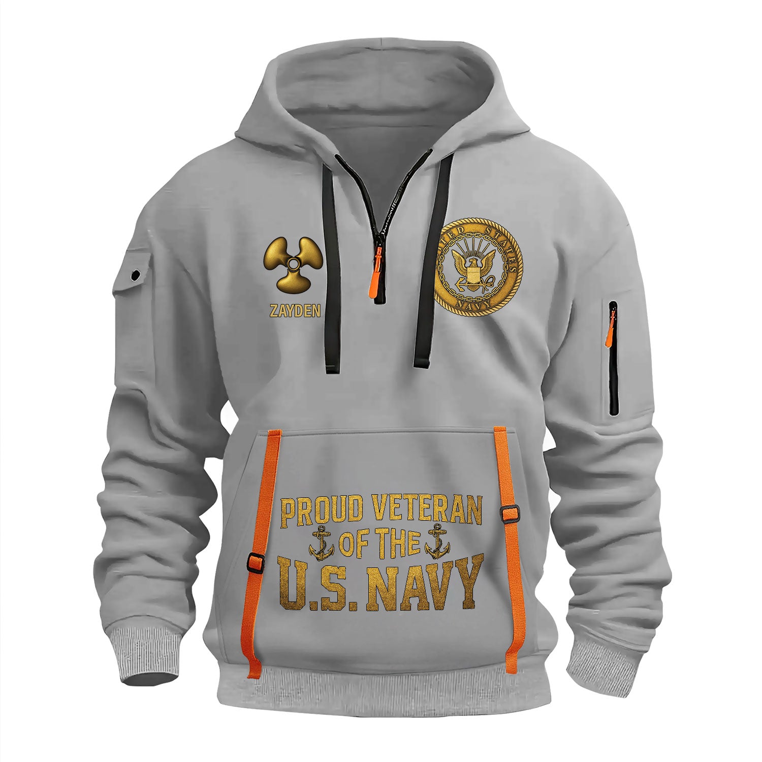 Personalized US Navy Quater Zip Hoodie KAQZ05