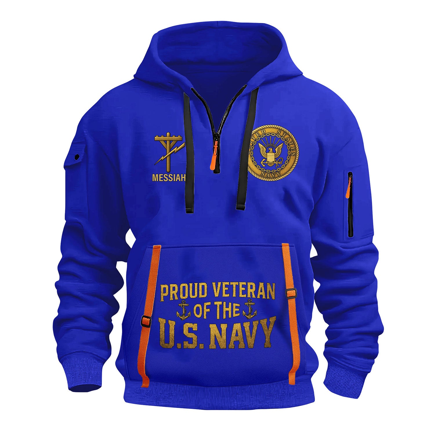 Personalized US Navy Quater Zip Hoodie KAQZ05
