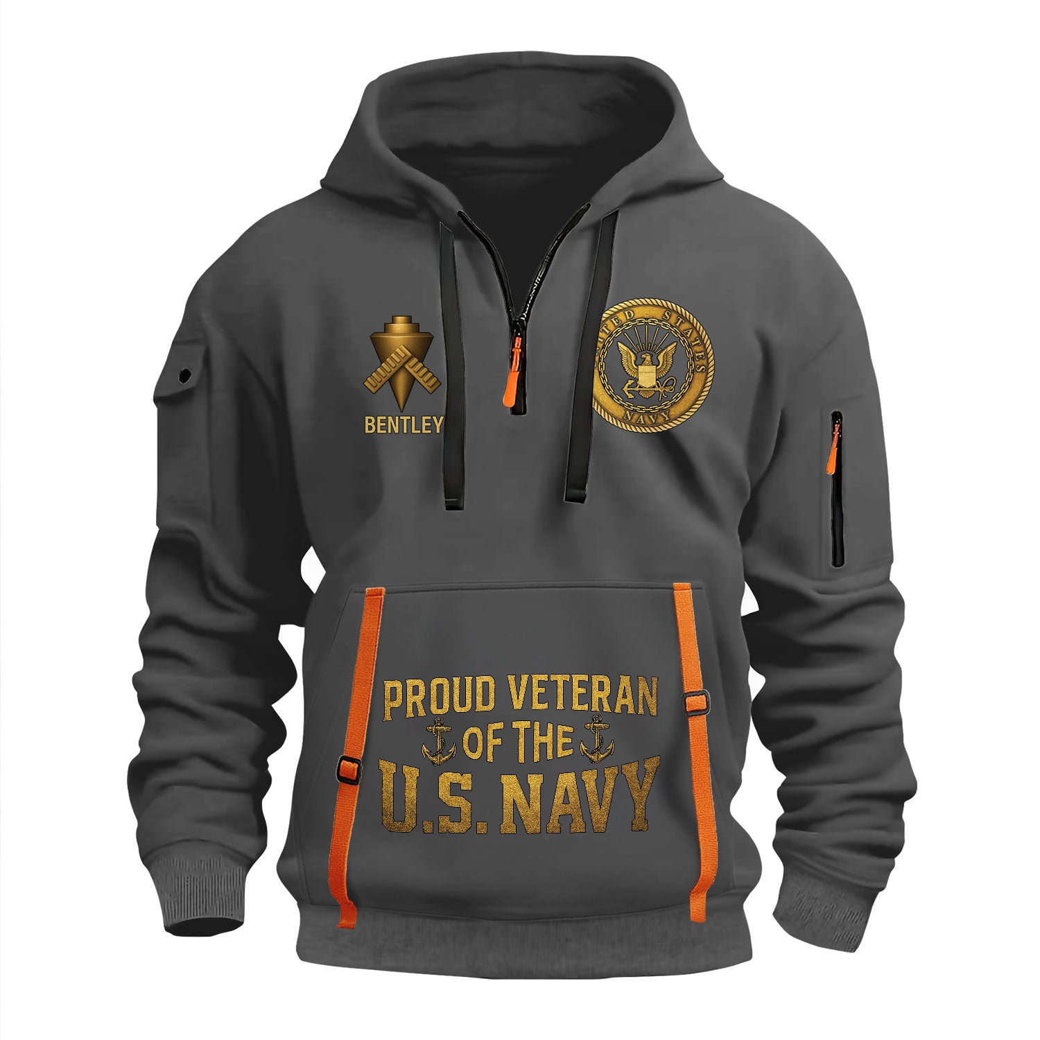 Personalized US Navy Quater Zip Hoodie KAQZ05