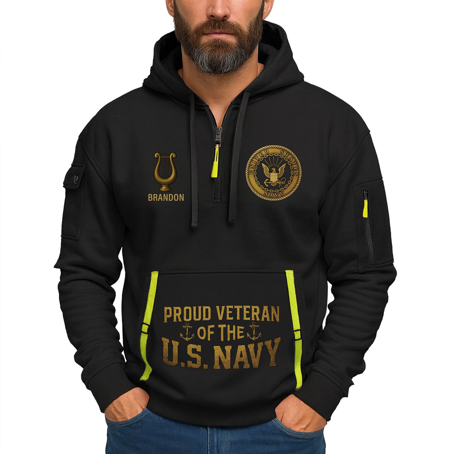 Personalized US Navy Quater Zip Hoodie KAQZ05