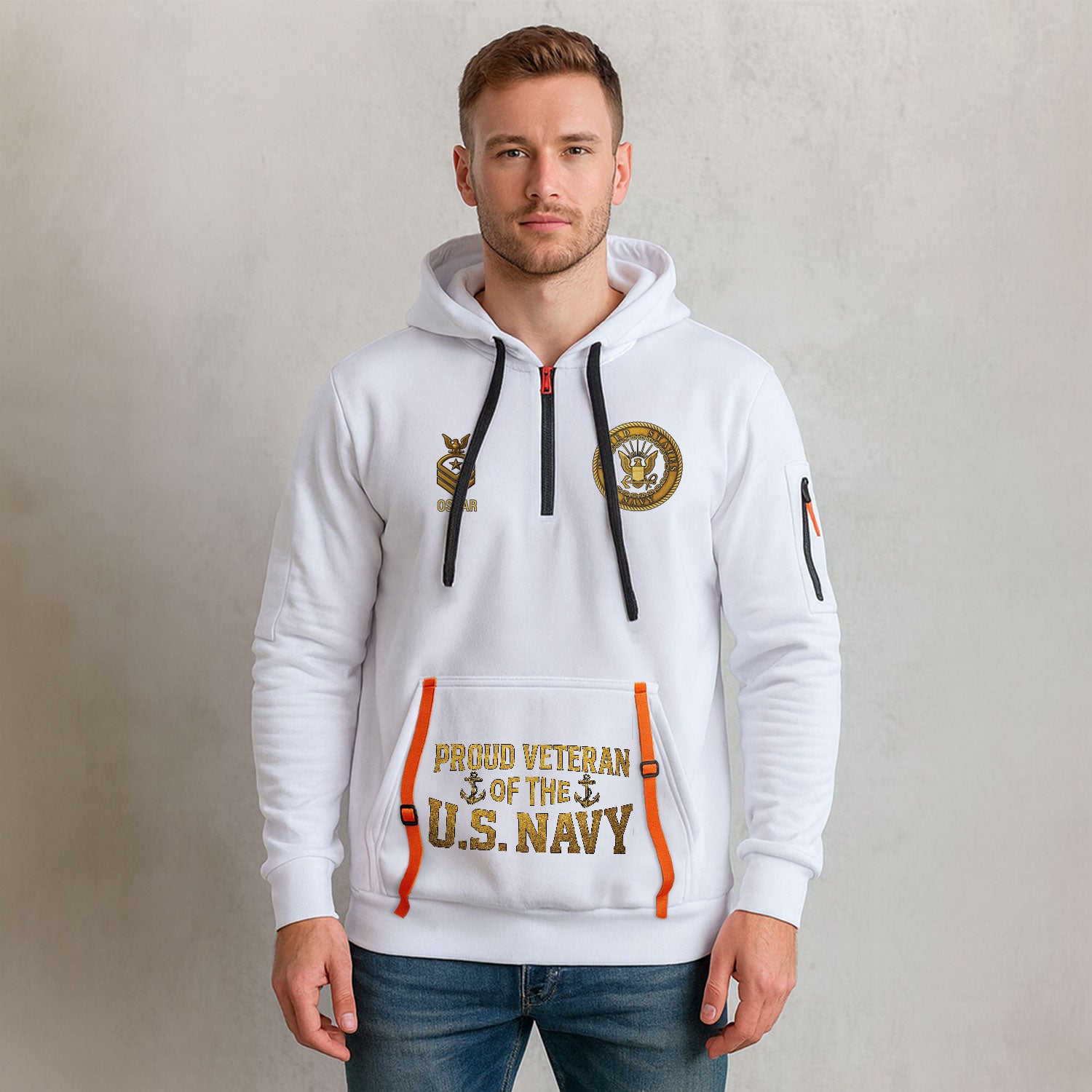 Personalized US Navy Quater Zip Hoodie KAQZ05
