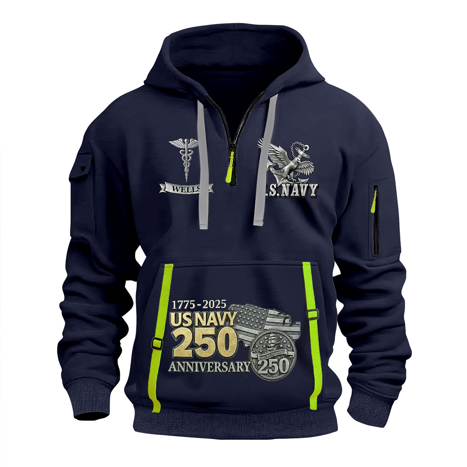 Personalized US Navy Quater Zip Hoodie KAQZ06