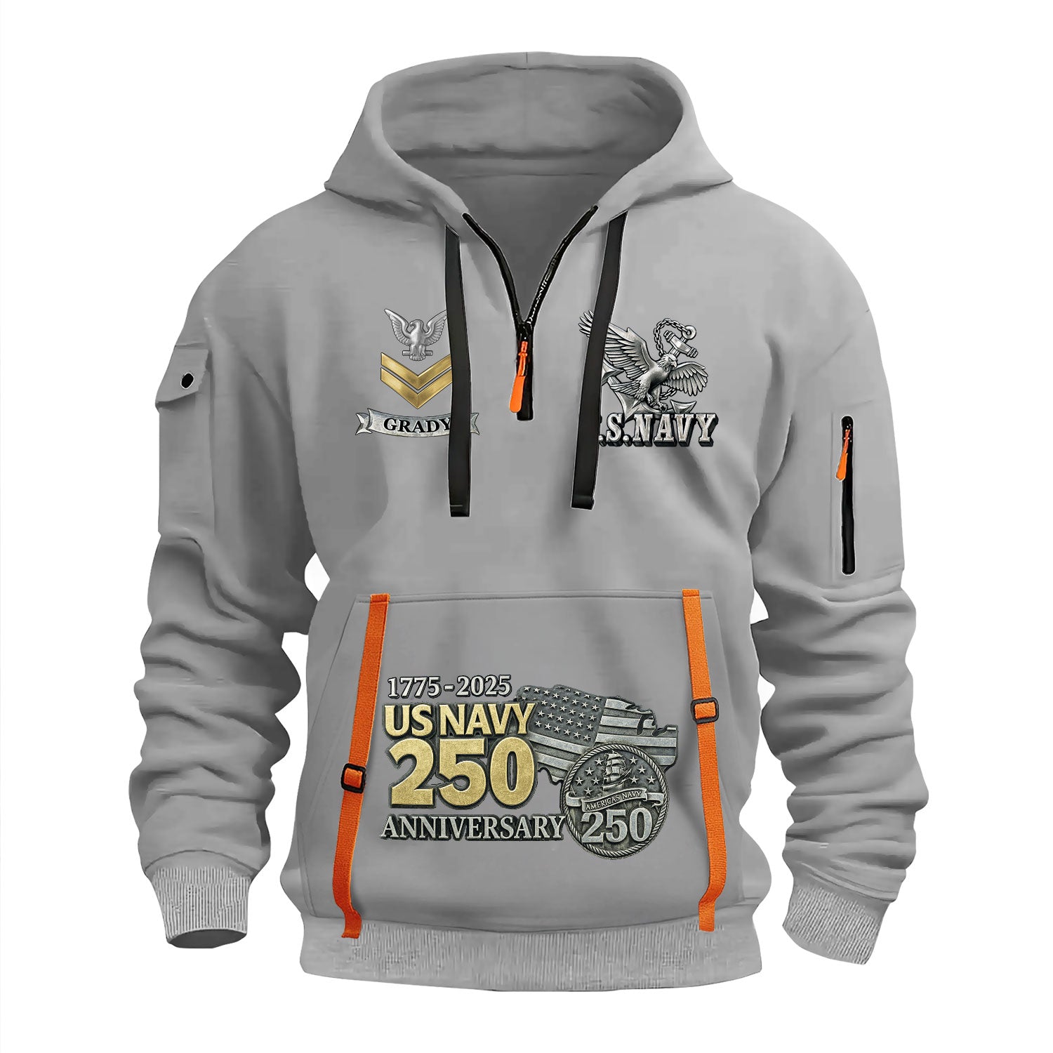 Personalized US Navy Quater Zip Hoodie KAQZ06