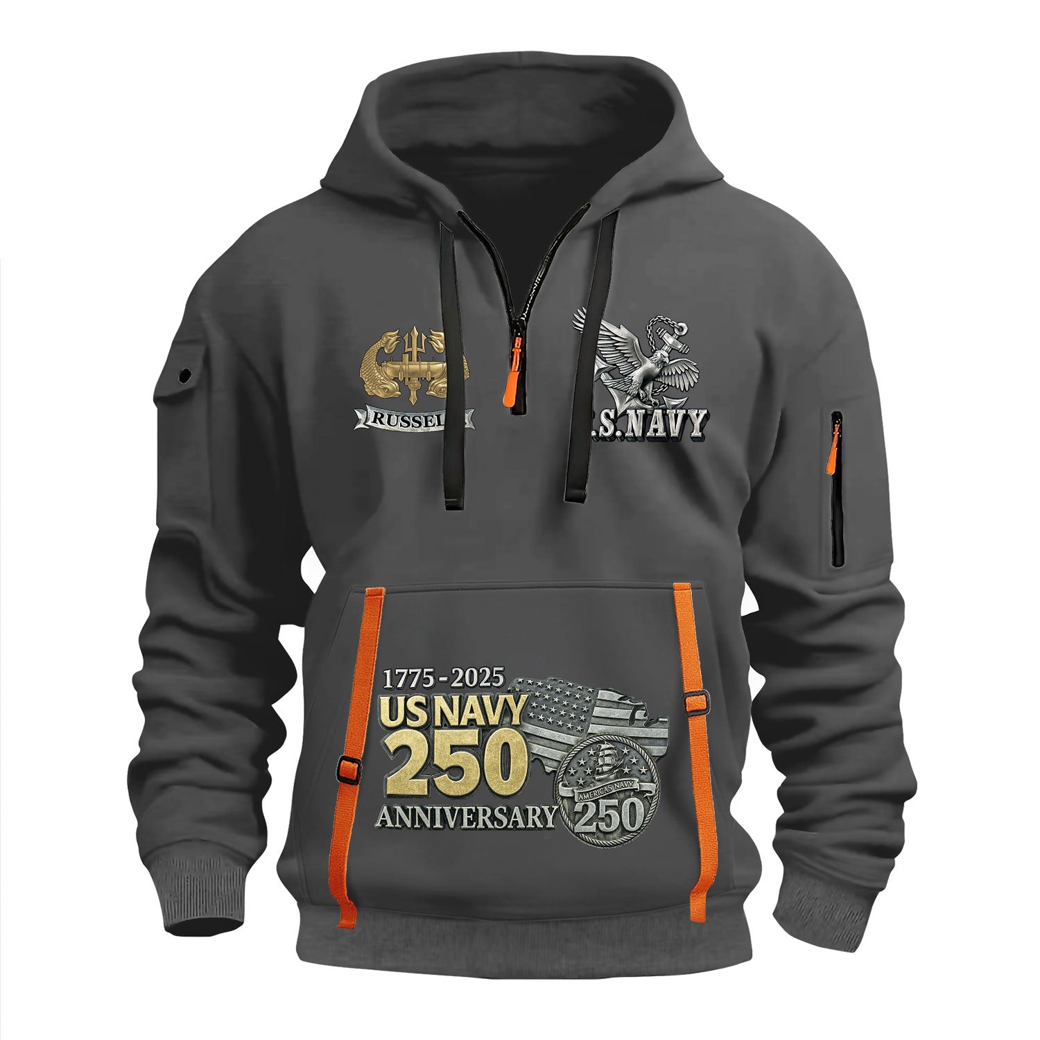 Personalized US Navy Quater Zip Hoodie KAQZ06