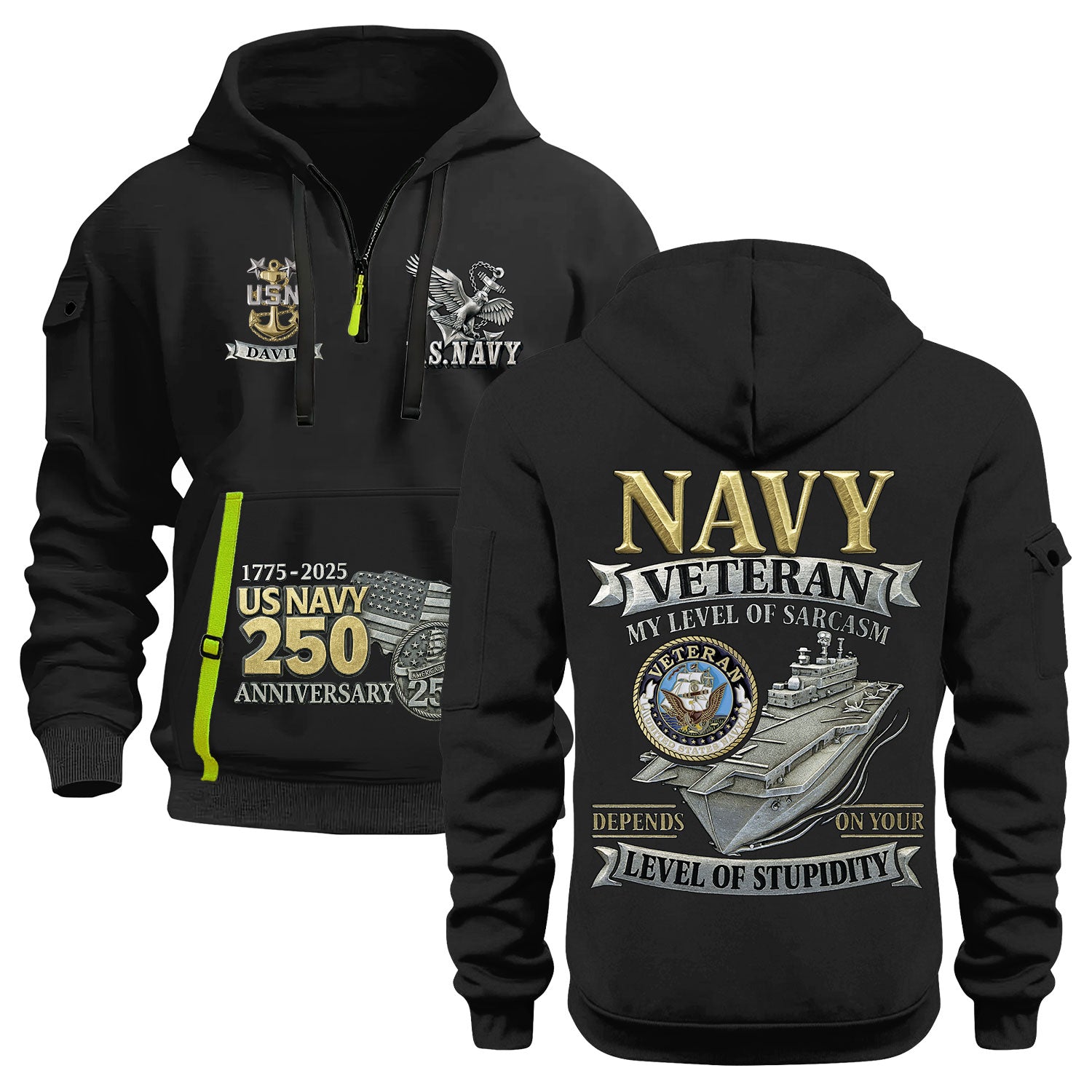 Personalized US Navy Quater Zip Hoodie KAQZ06