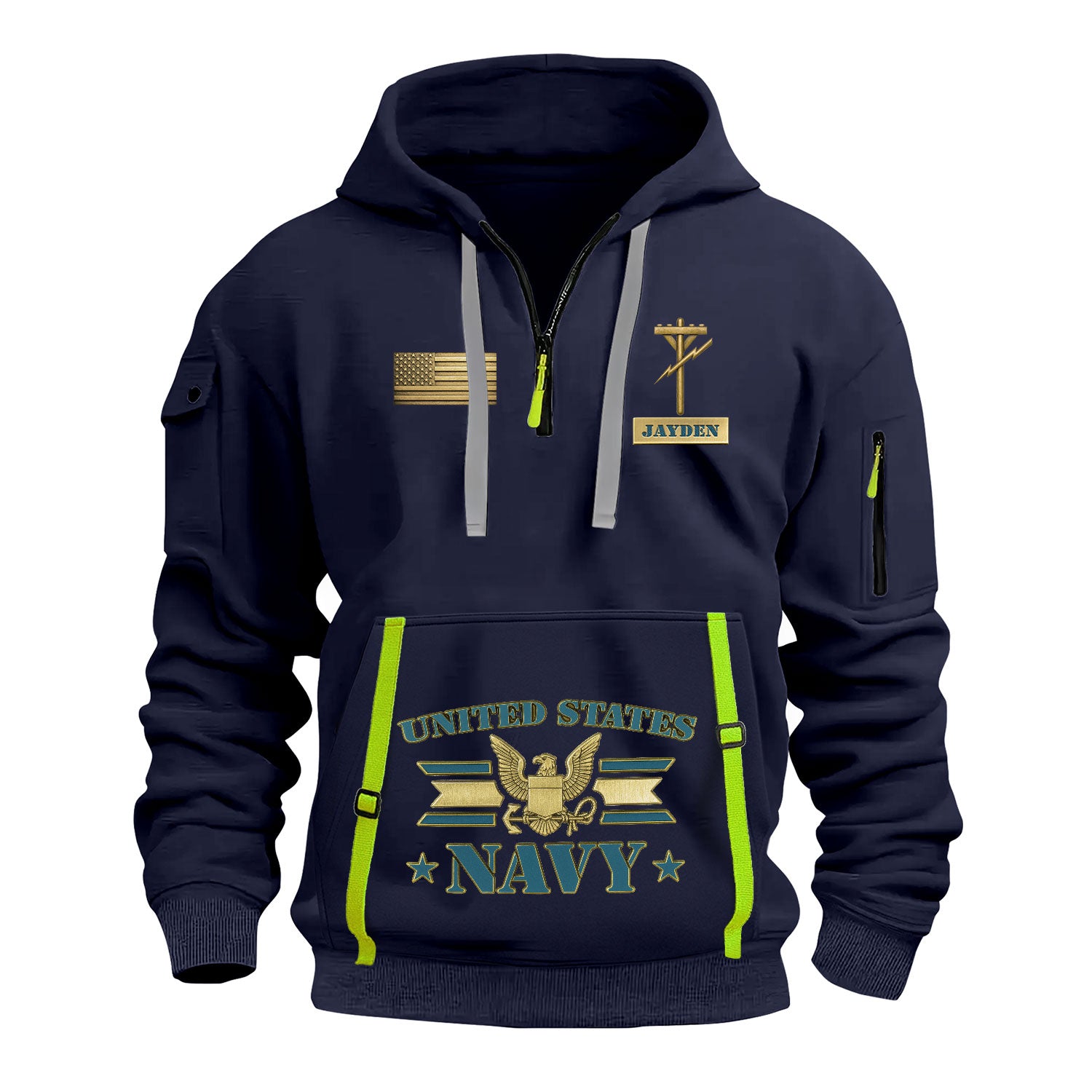 Personalized US Navy Quater Zip Hoodie KAQZ07