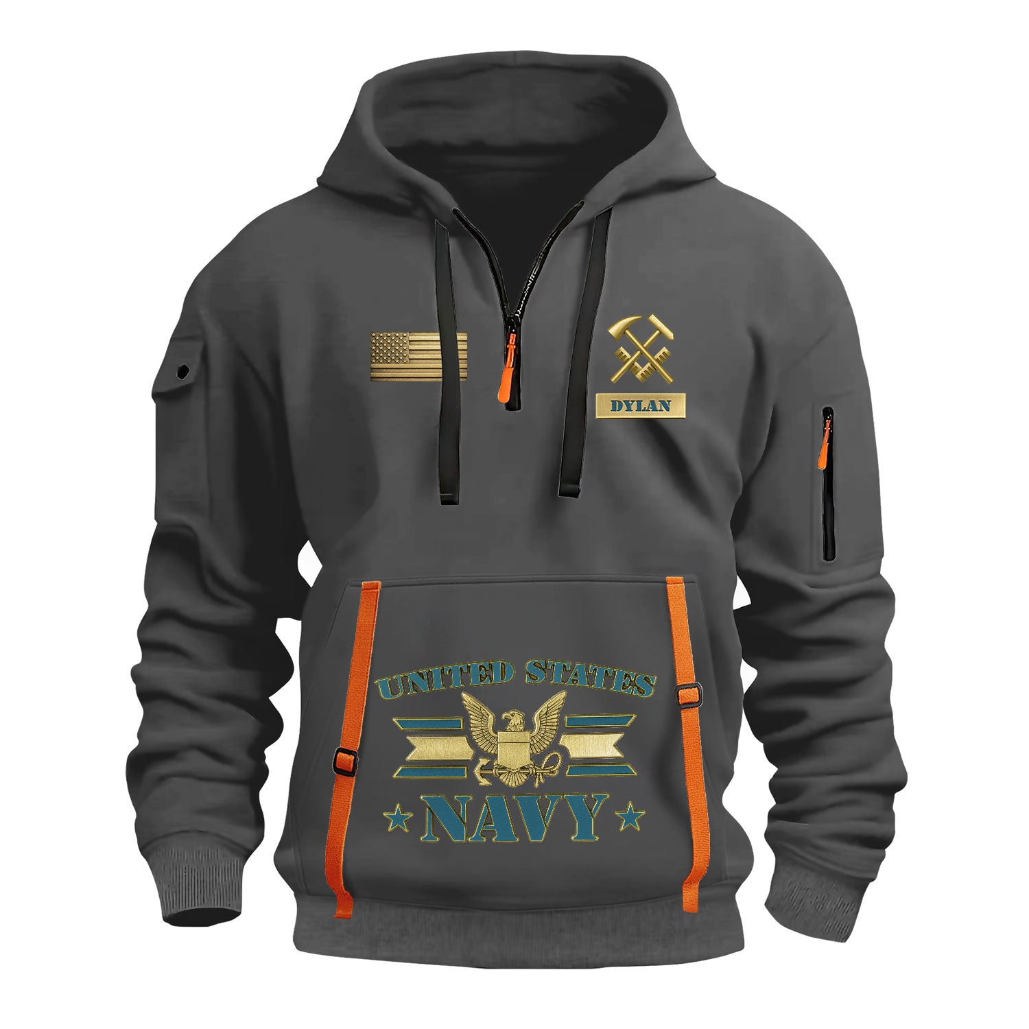 Personalized US Navy Quater Zip Hoodie KAQZ07
