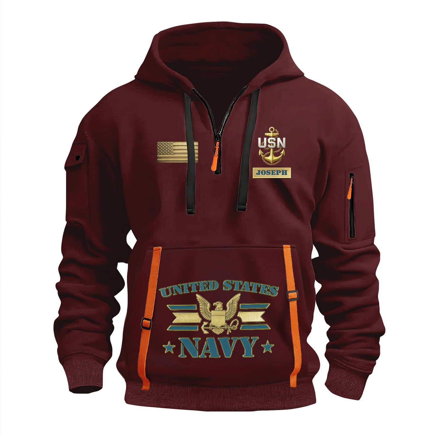 Personalized US Navy Quater Zip Hoodie KAQZ07