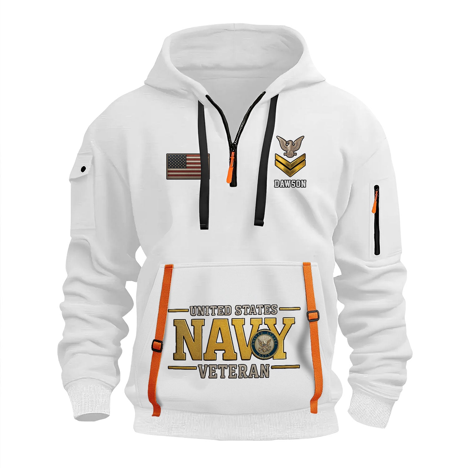 Personalized US Navy Quater Zip Hoodie KAQZ08