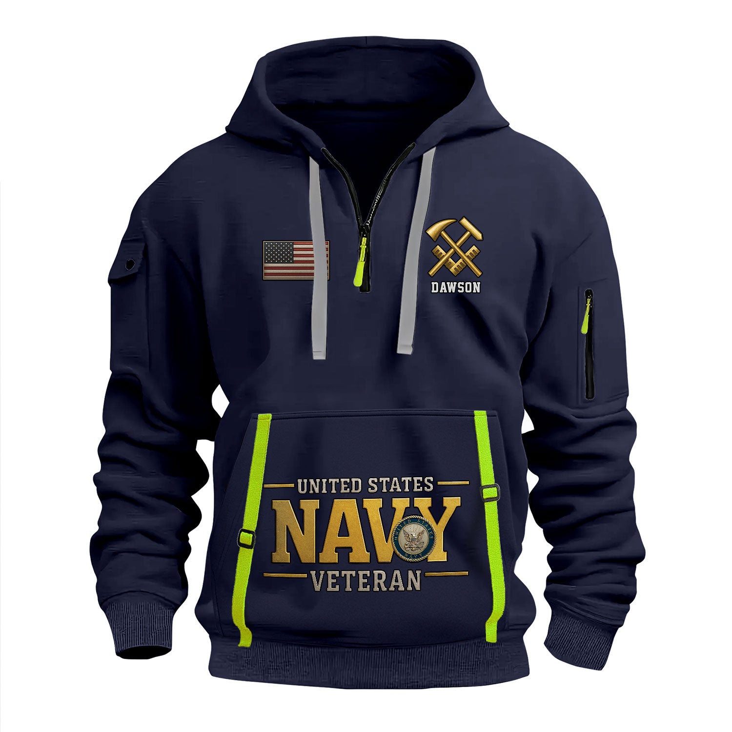 Personalized US Navy Quater Zip Hoodie KAQZ08