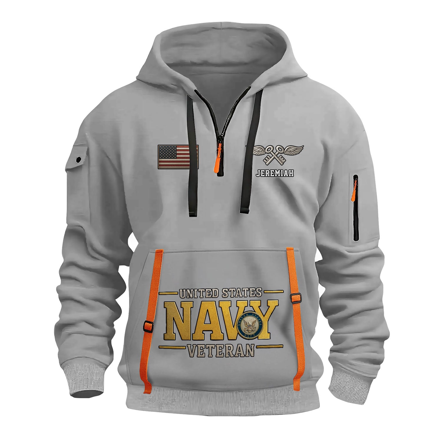 Personalized US Navy Quater Zip Hoodie KAQZ08