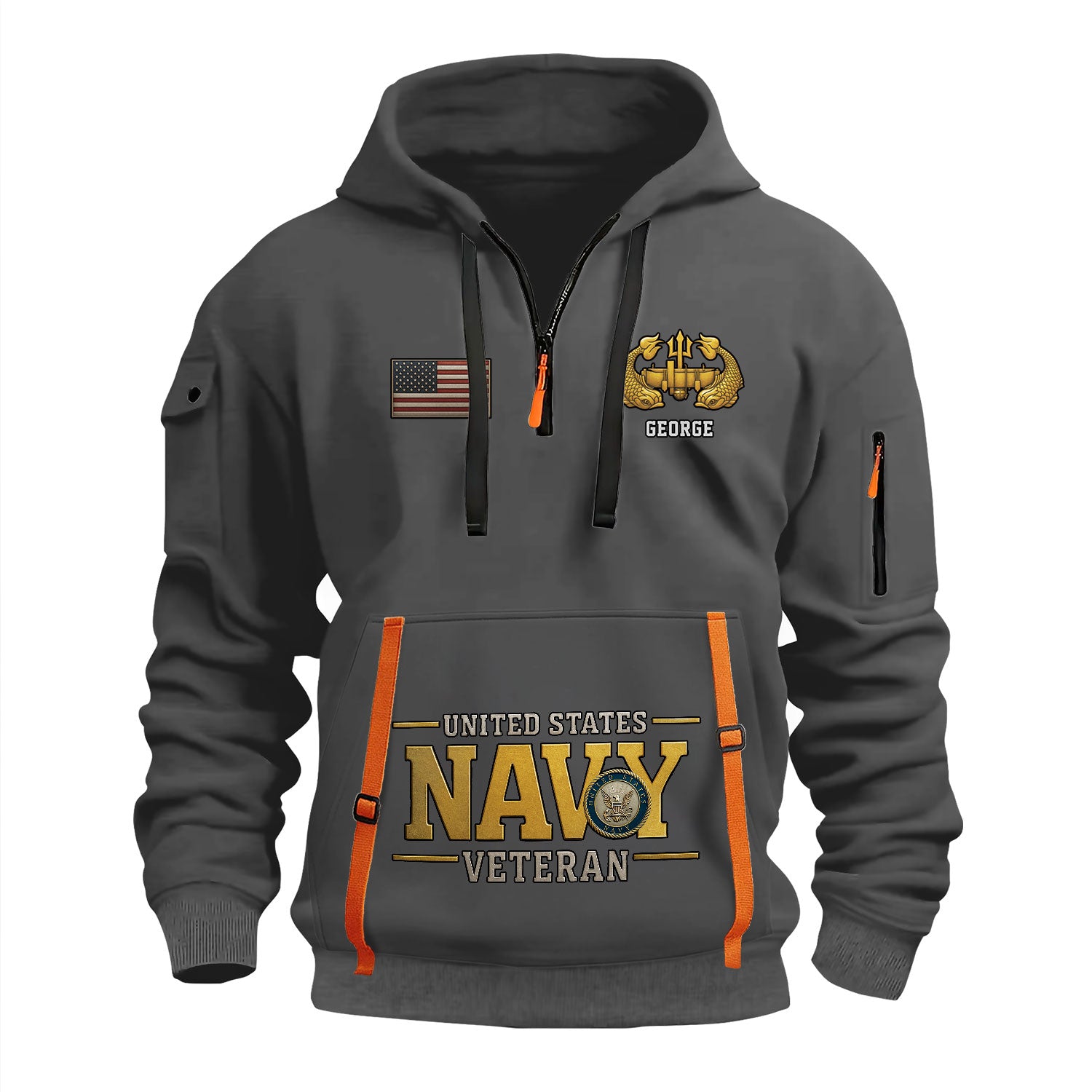 Personalized US Navy Quater Zip Hoodie KAQZ08