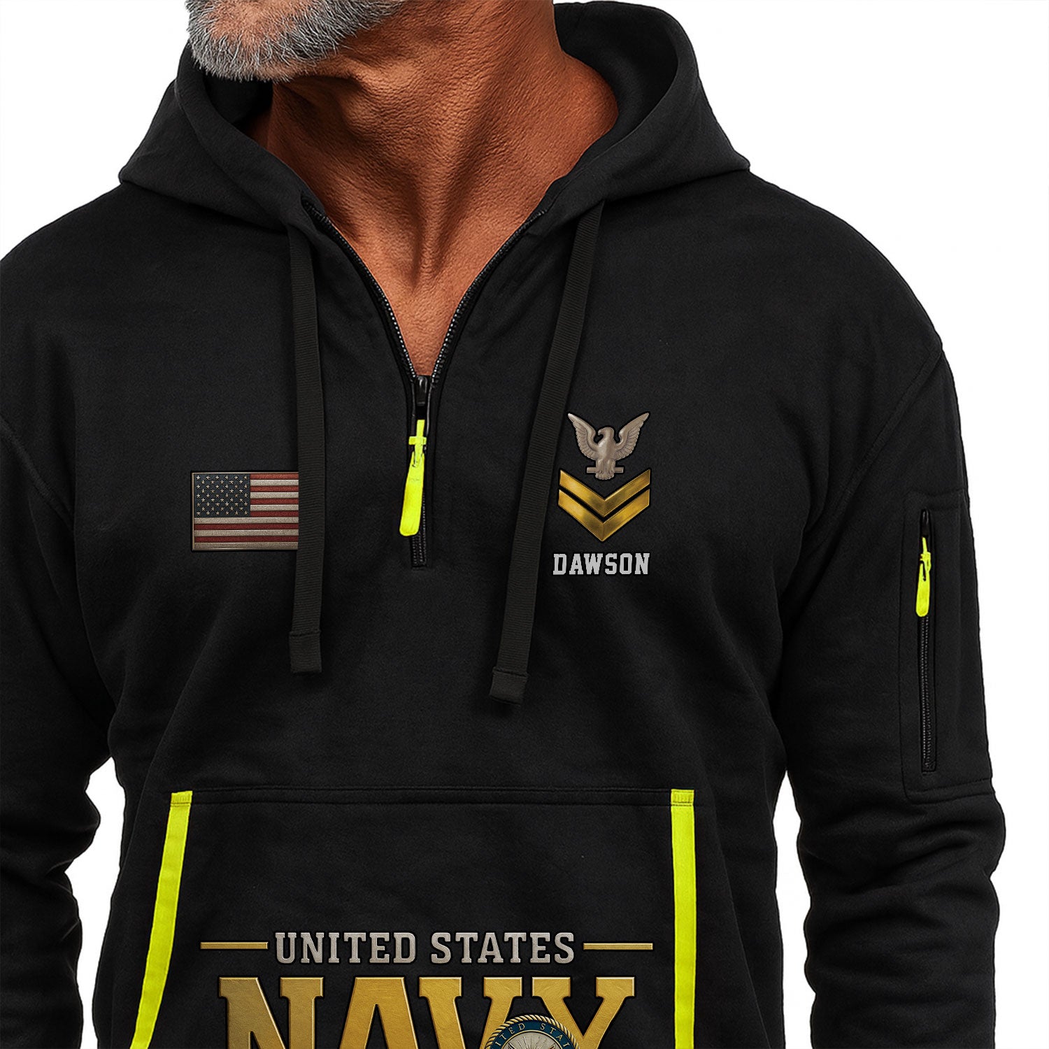 Personalized US Navy Quater Zip Hoodie KAQZ08