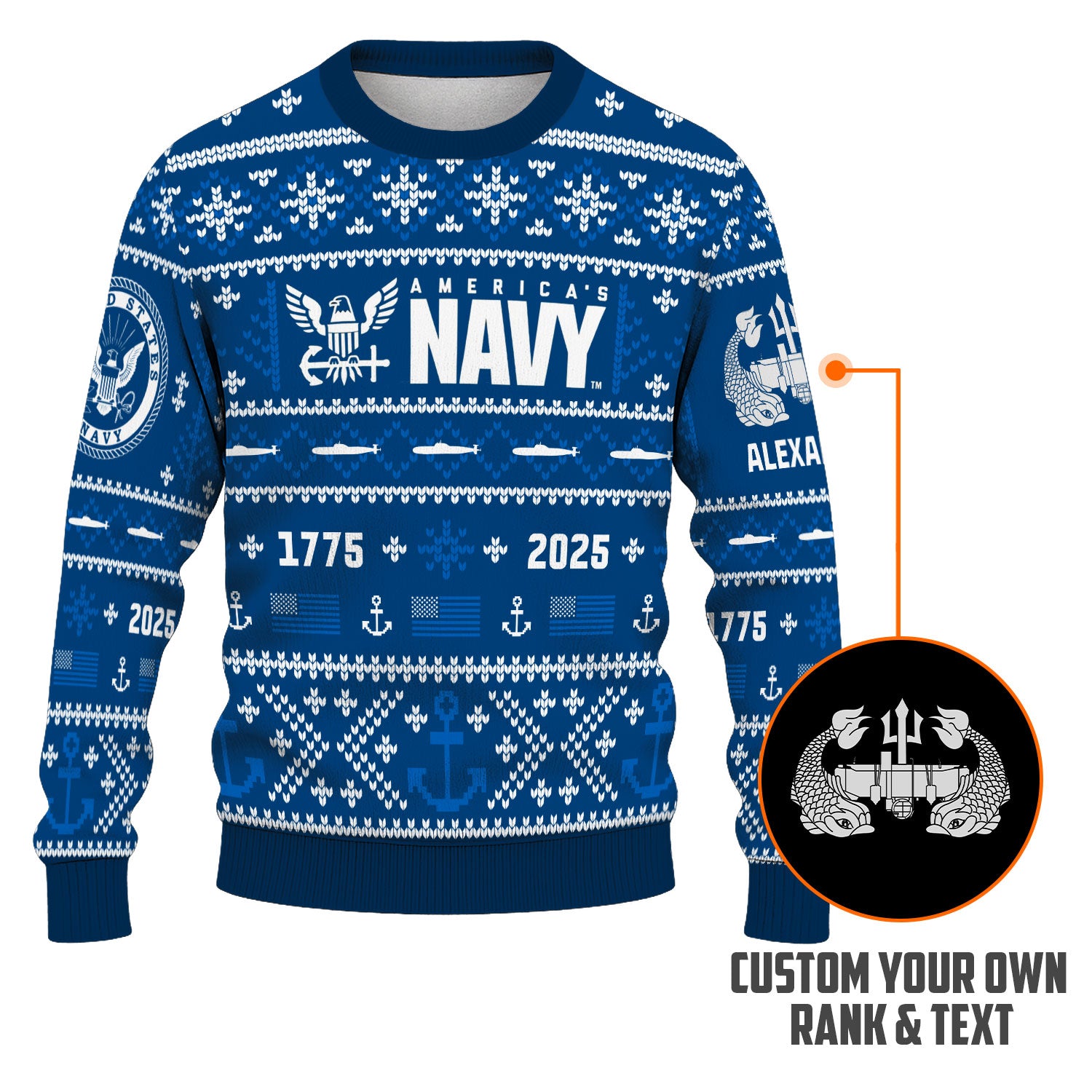 Personalized US Navy Christmas Ugly Sweater UST013
