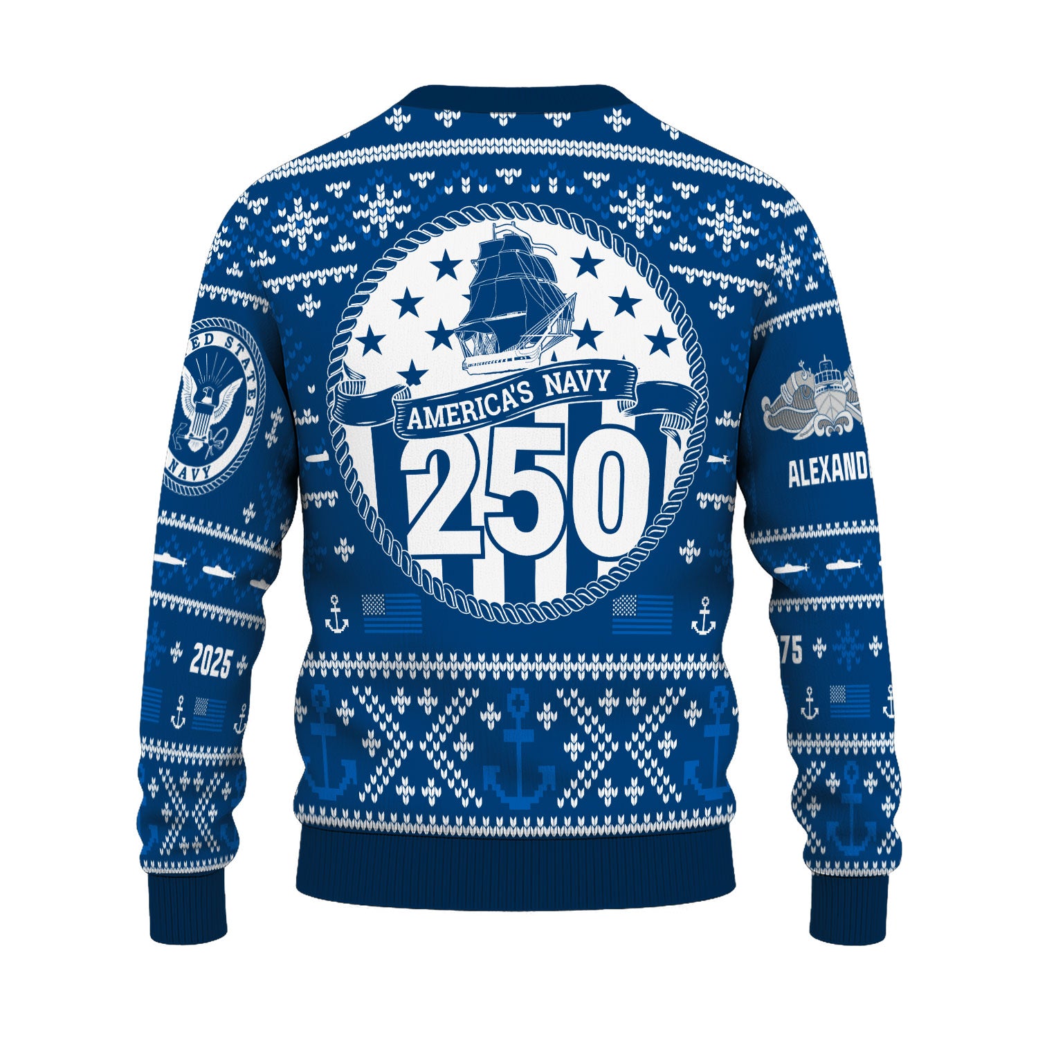 Personalized US Navy Christmas Ugly Sweater UST013