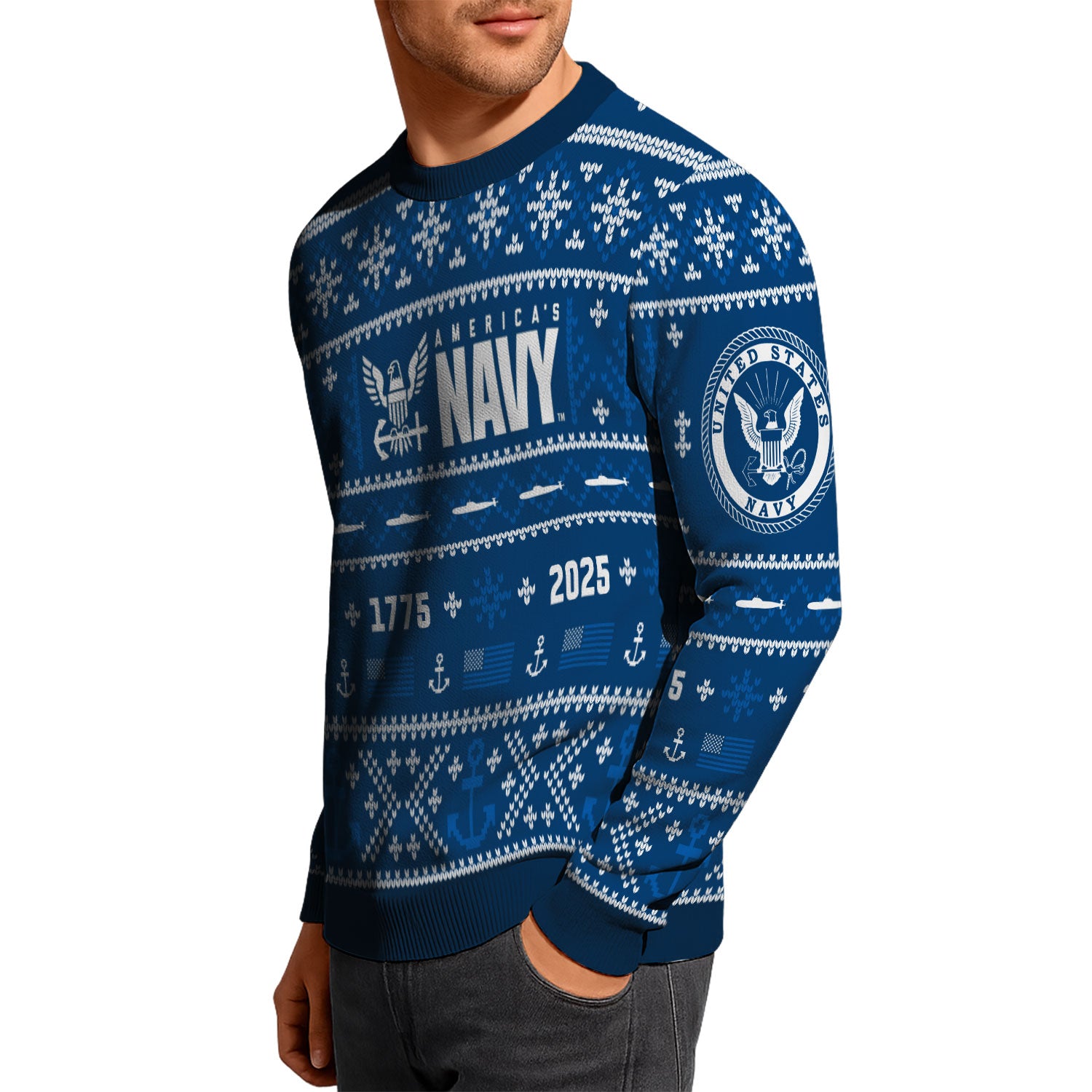 Personalized US Navy Christmas Ugly Sweater UST013