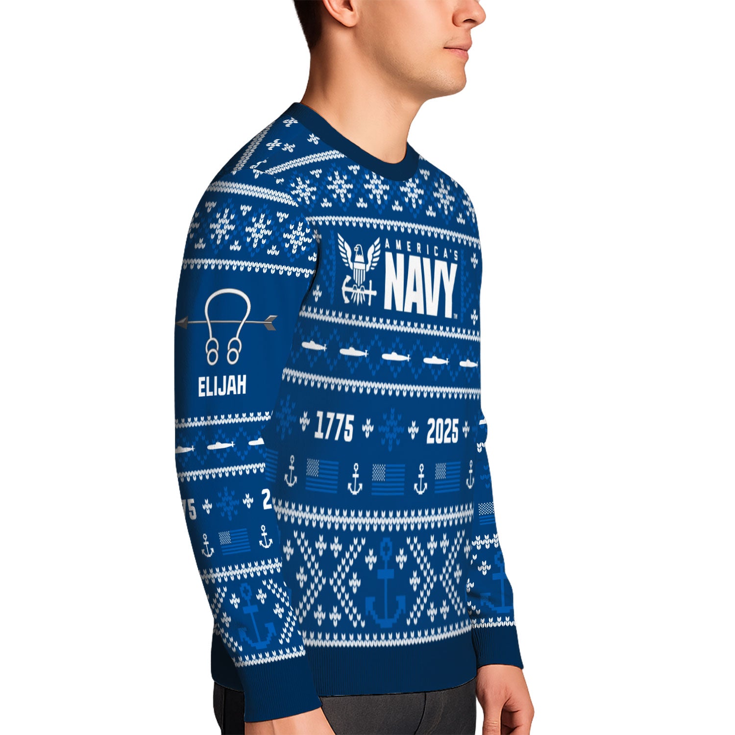 Personalized US Navy Christmas Ugly Sweater UST013