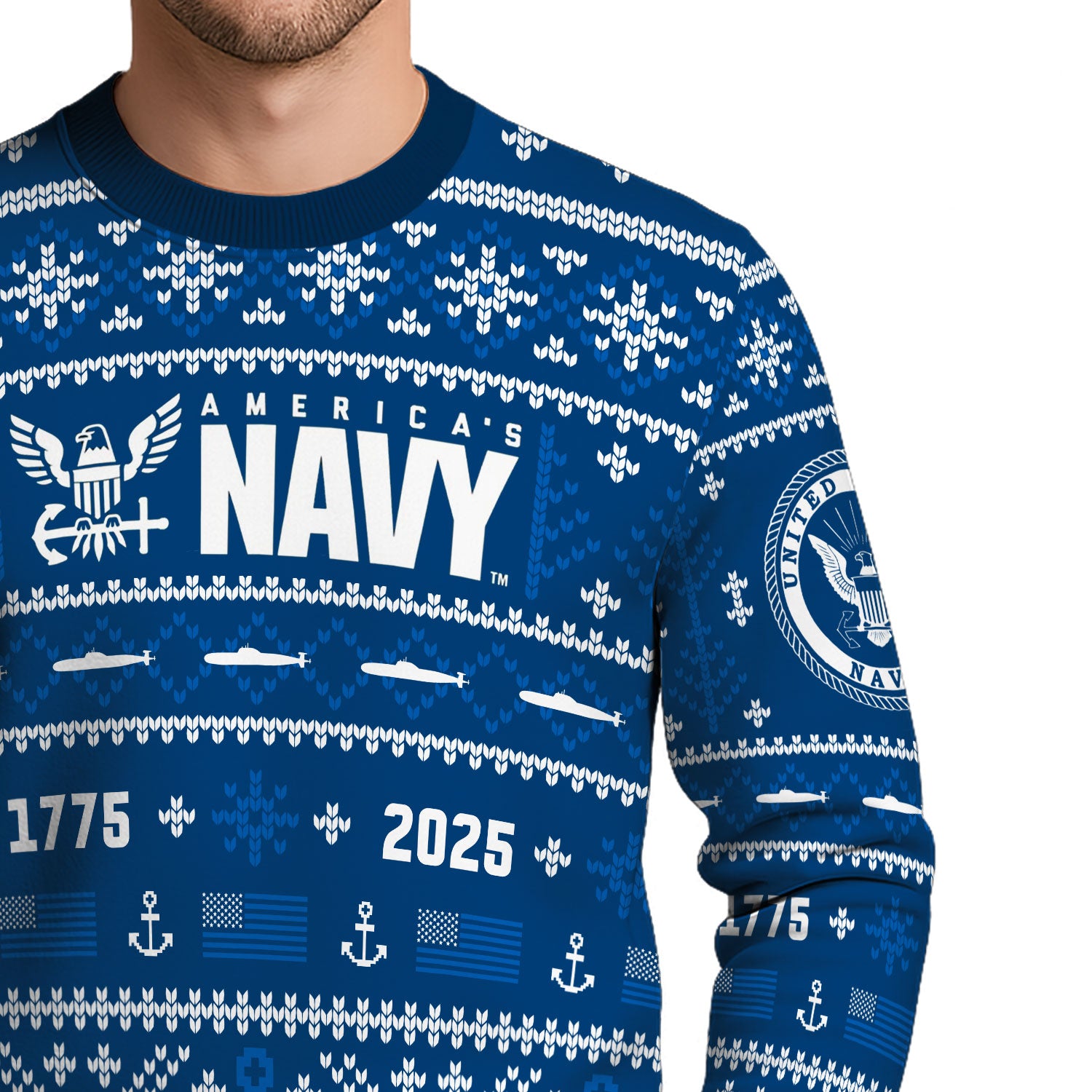 Personalized US Navy Christmas Ugly Sweater UST013