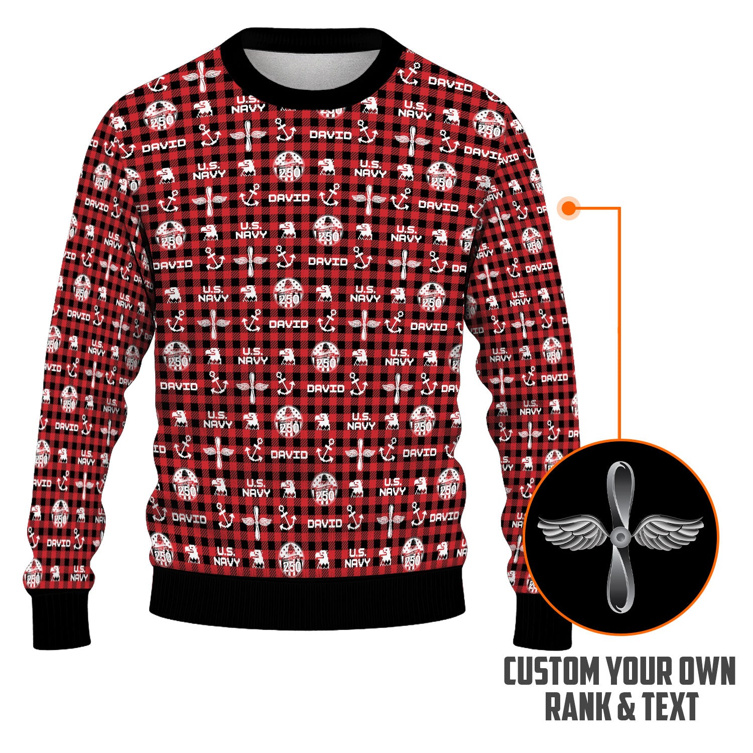 Personalized US Navy Christmas Ugly Sweater UST015