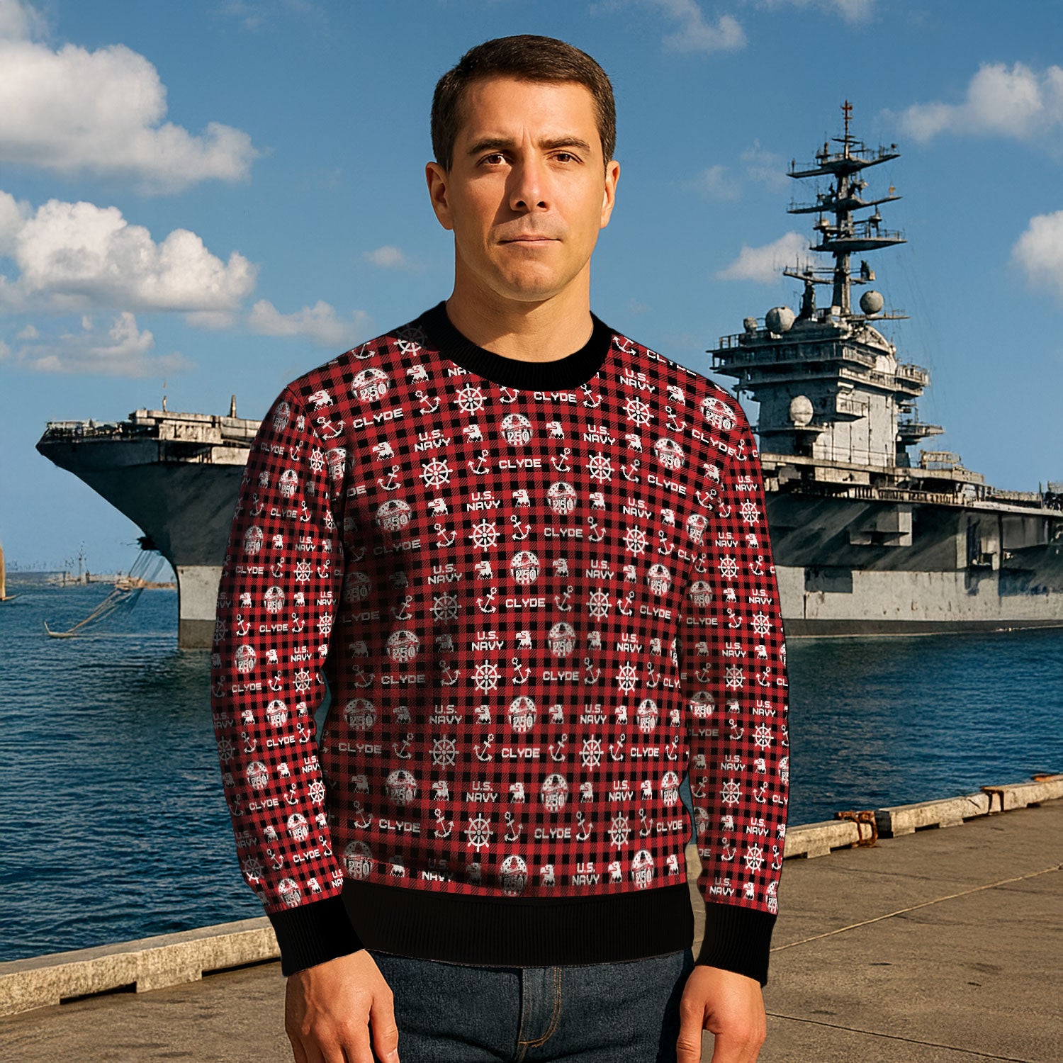 Personalized US Navy Christmas Ugly Sweater UST015