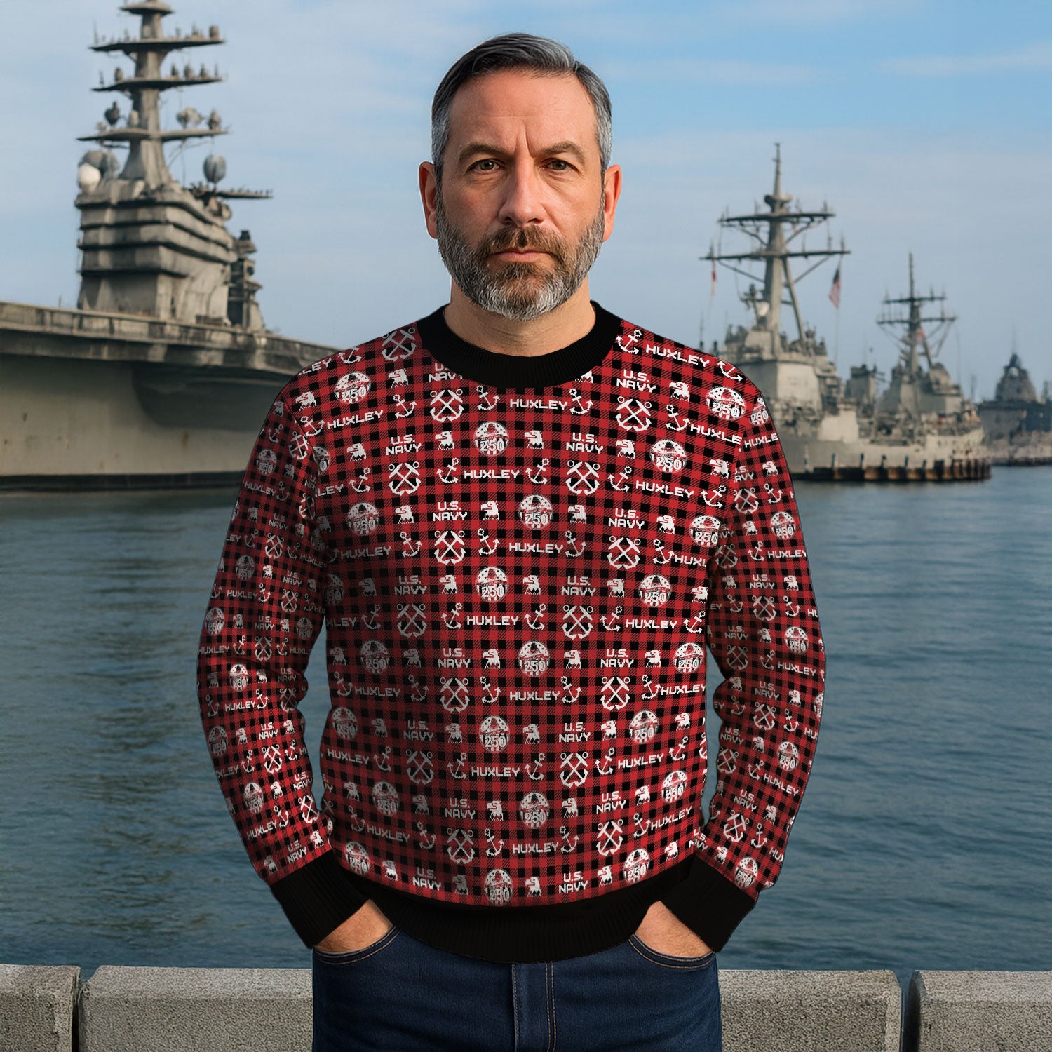 Personalized US Navy Christmas Ugly Sweater UST015