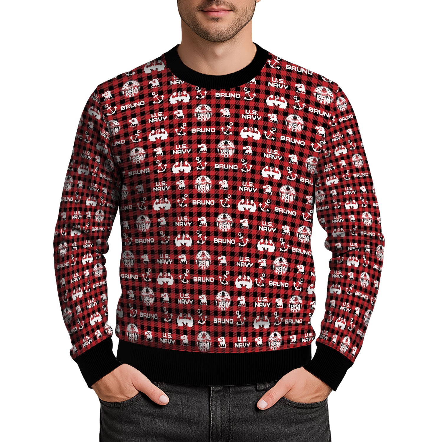 Personalized US Navy Christmas Ugly Sweater UST015