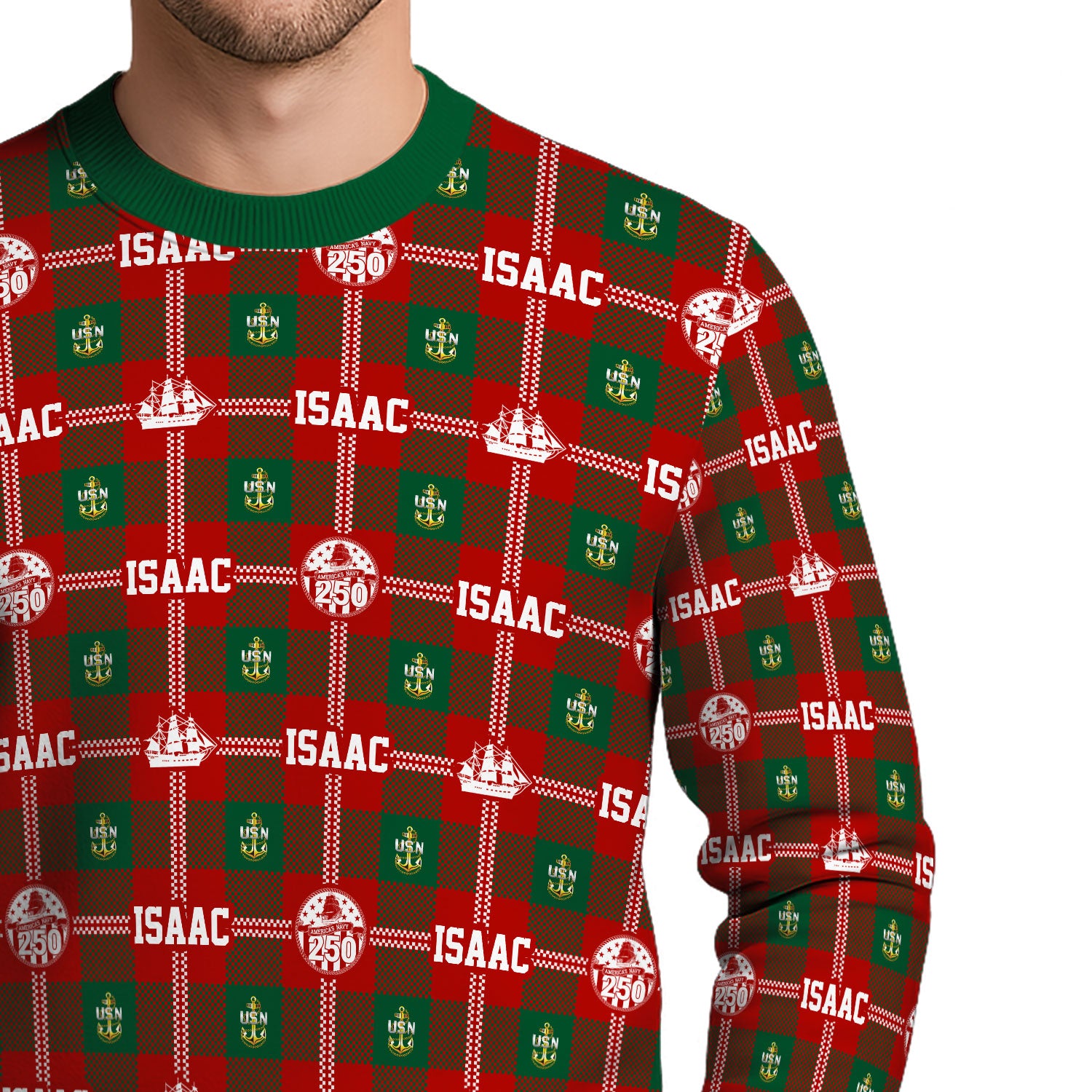 Personalized US Navy Christmas Ugly Sweater UST020