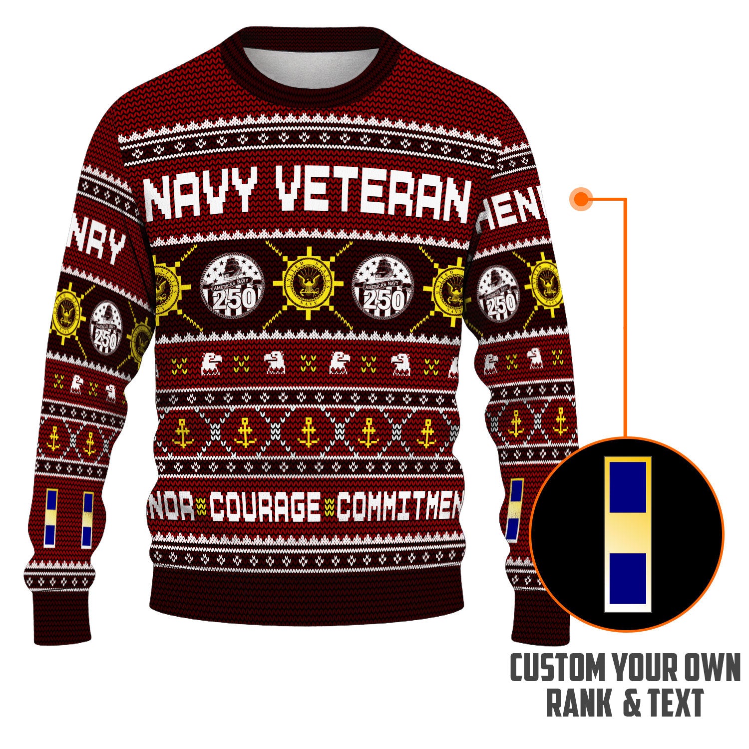 Personalized US Navy Christmas Ugly Sweater UST021