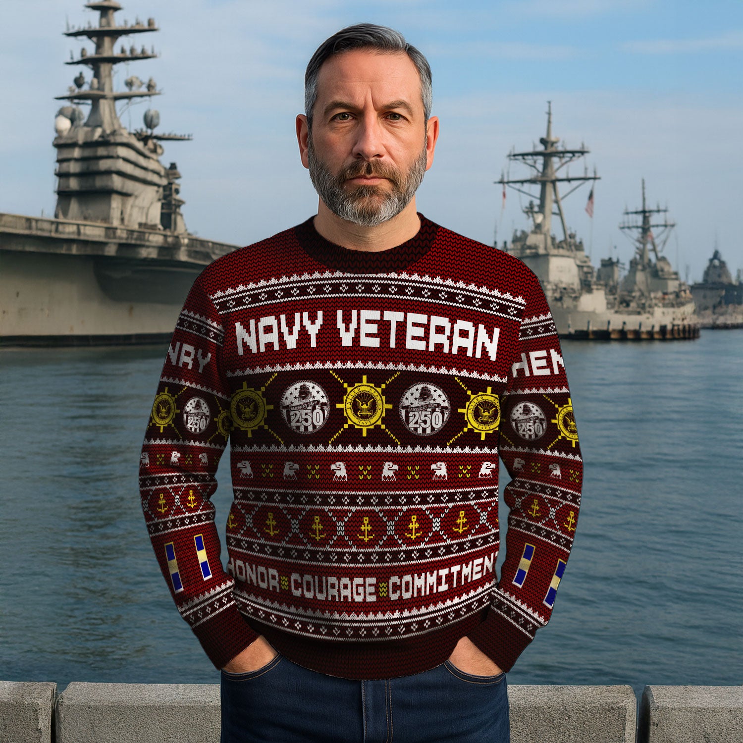 Personalized US Navy Christmas Ugly Sweater UST021