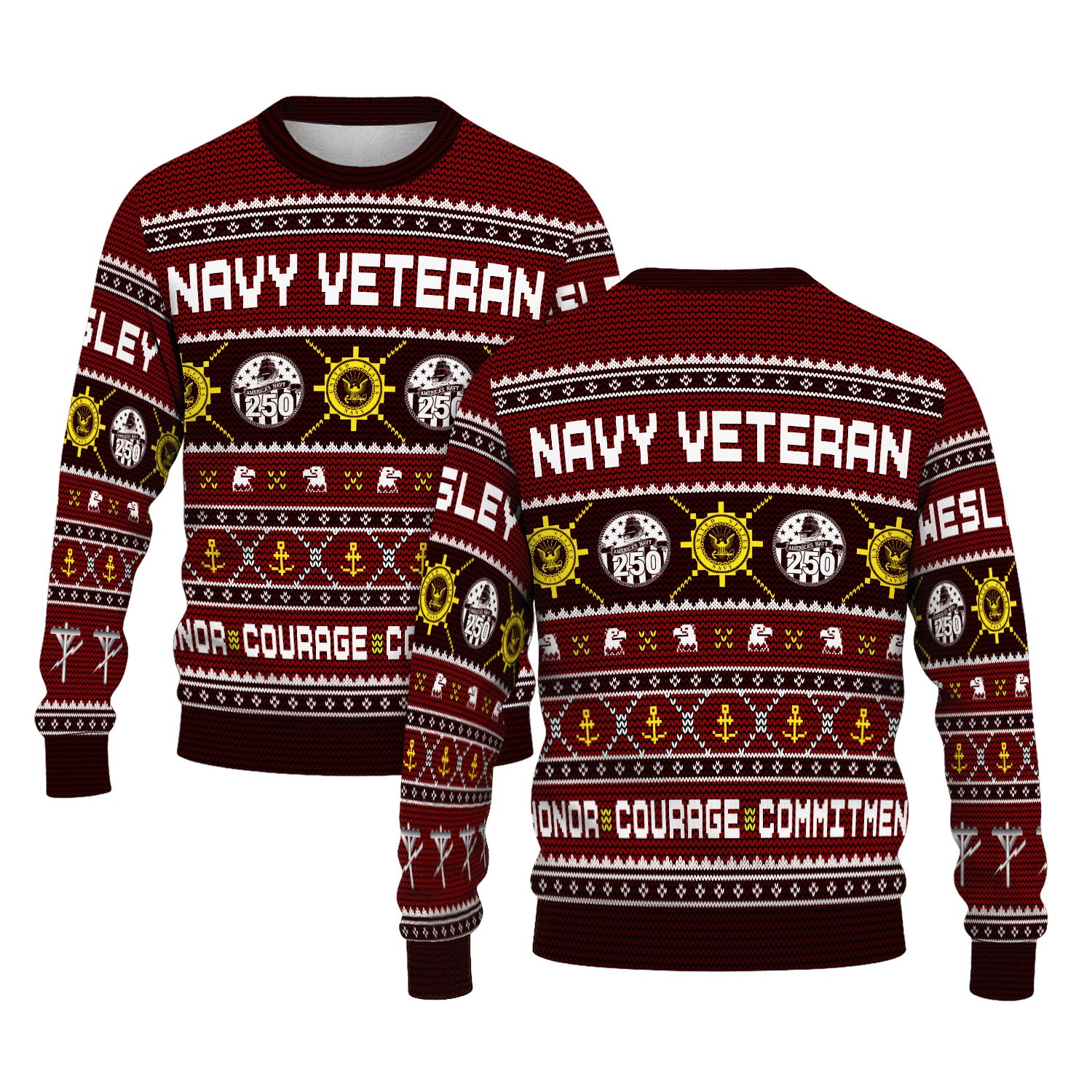 Personalized US Navy Christmas Ugly Sweater UST021