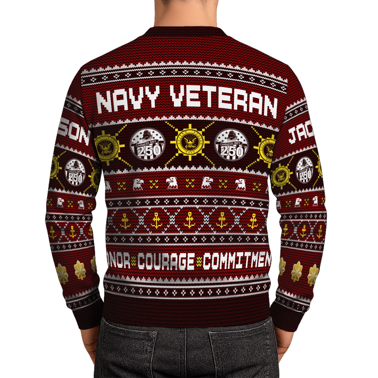 Personalized US Navy Christmas Ugly Sweater UST021