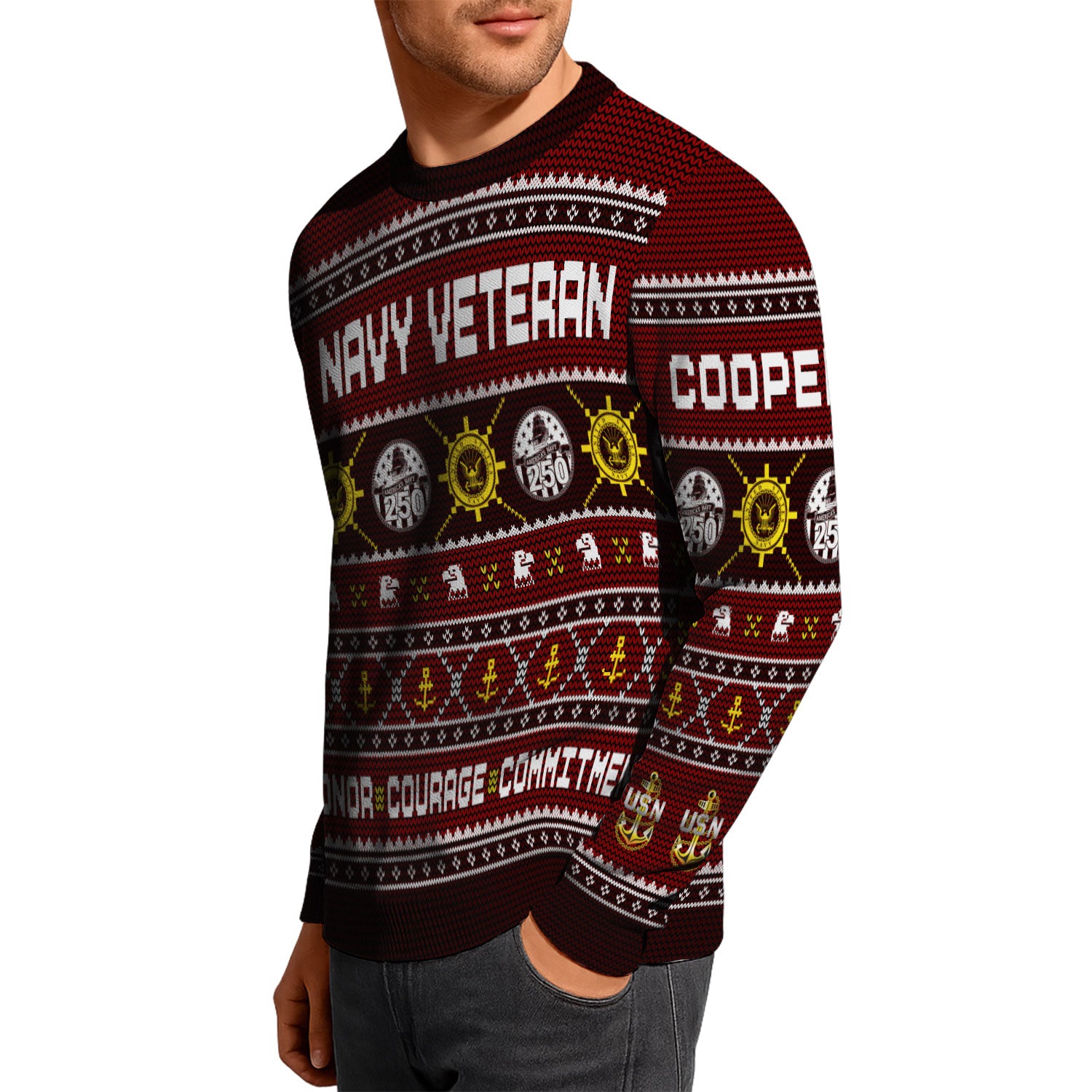 Personalized US Navy Christmas Ugly Sweater UST021