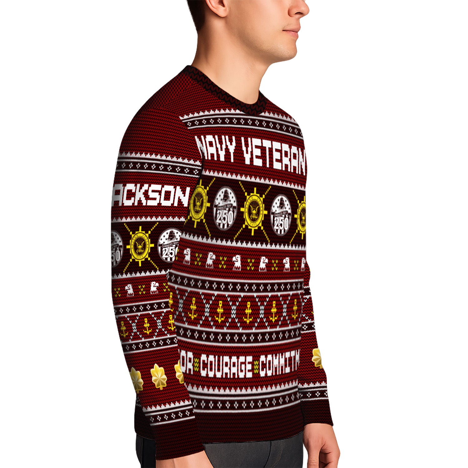 Personalized US Navy Christmas Ugly Sweater UST021