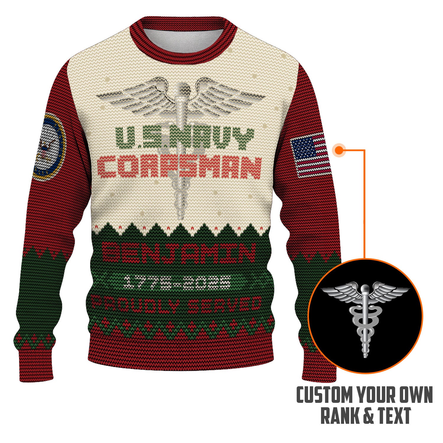Personalized US Navy Christmas Ugly Sweater UST022