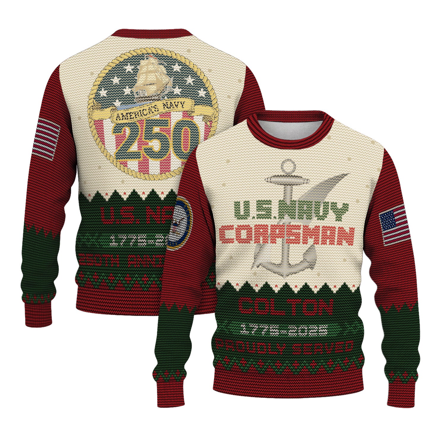 Personalized US Navy Christmas Ugly Sweater UST022