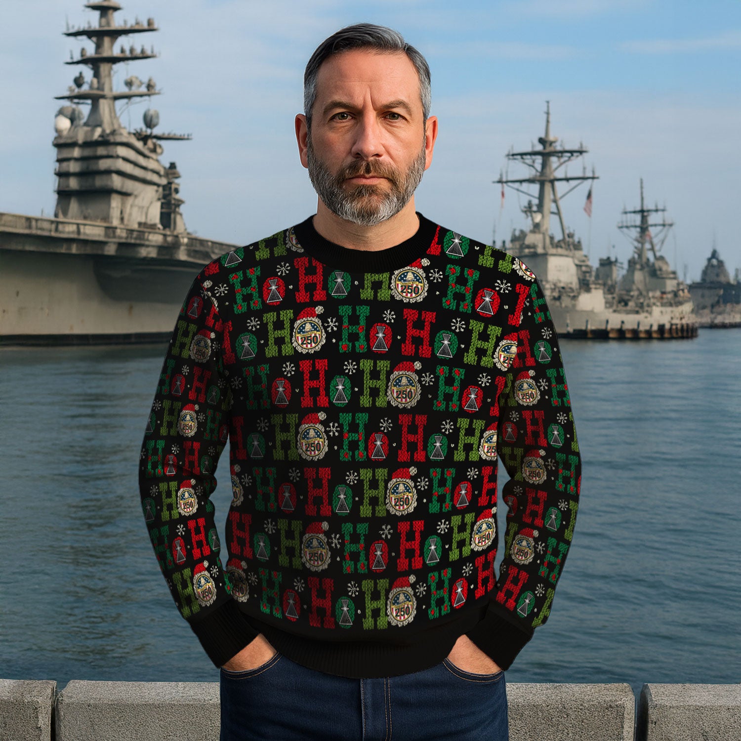 Personalized US Navy Christmas Ugly Sweater KAUST14