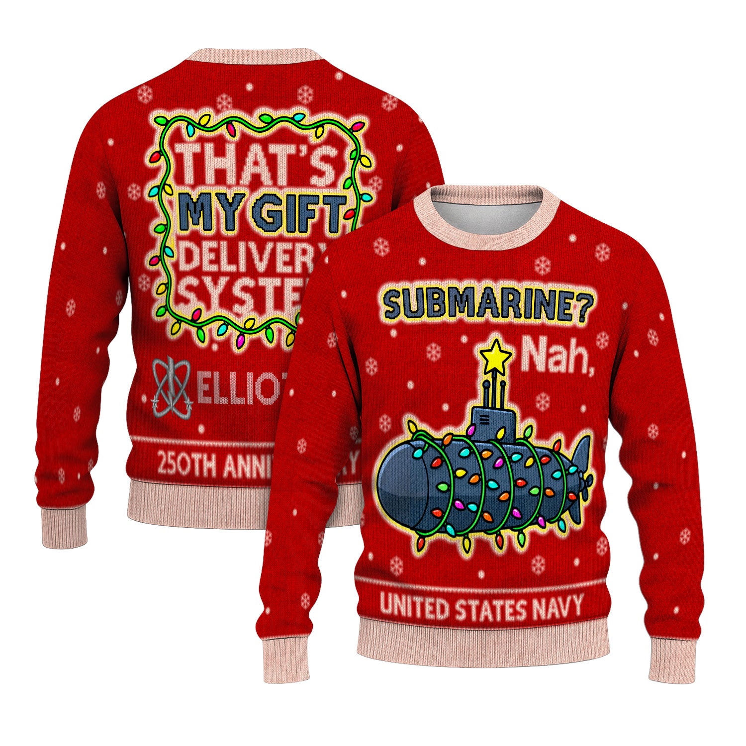 Personalized US Navy Christmas Ugly Sweater KAUST15