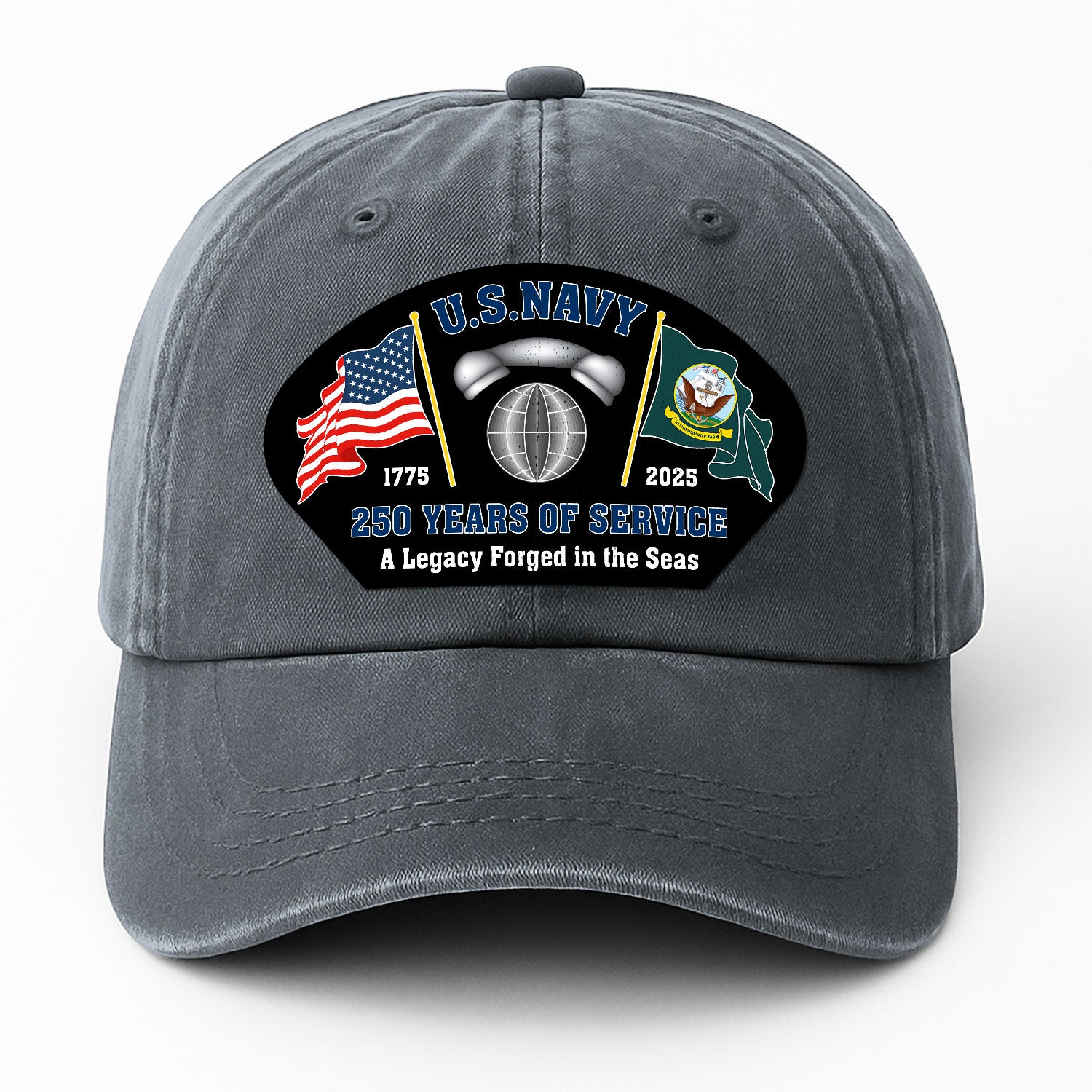 Custom Ranks & Text Premium Washed Denim Cap DC001