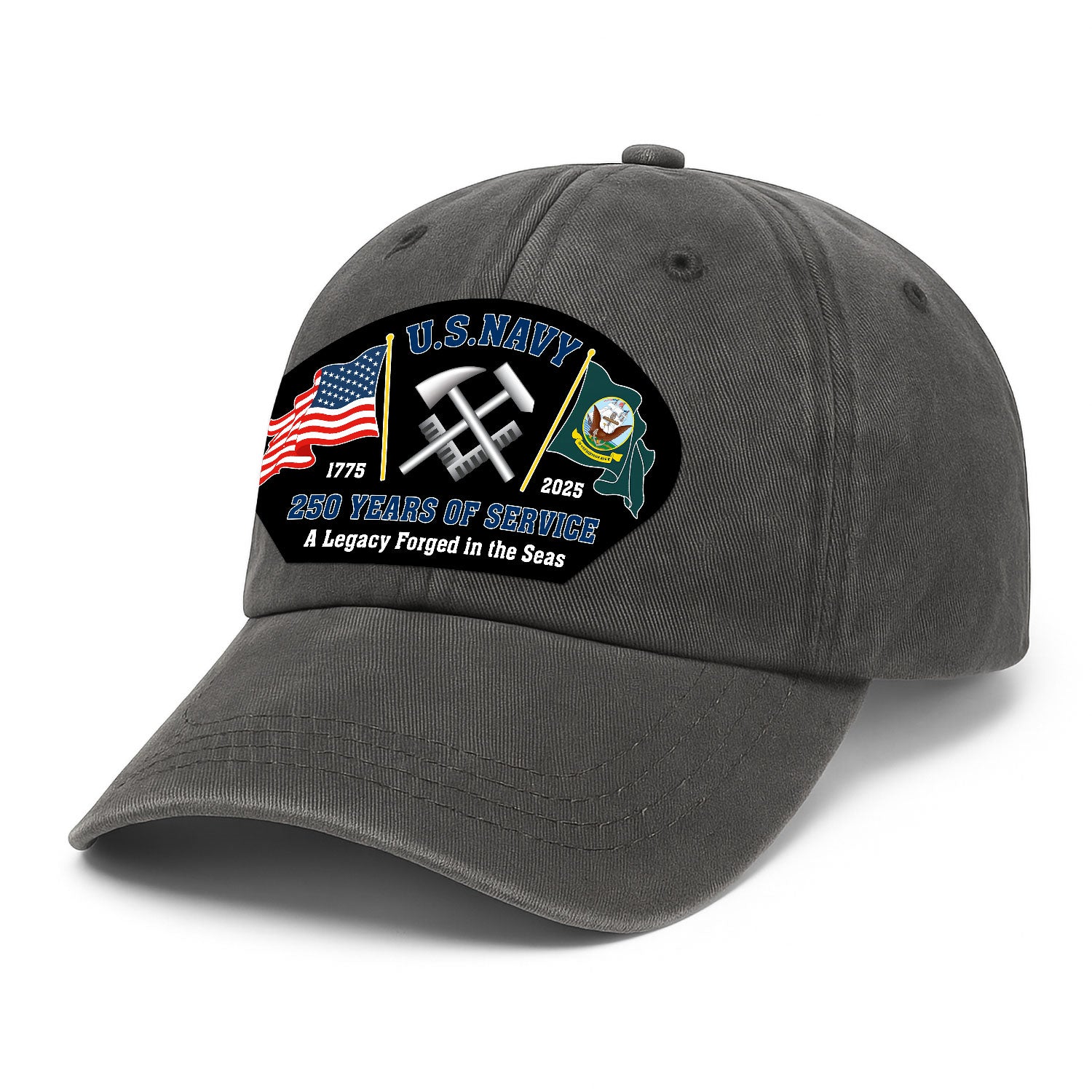 Custom Ranks & Text Premium Washed Denim Cap DC001