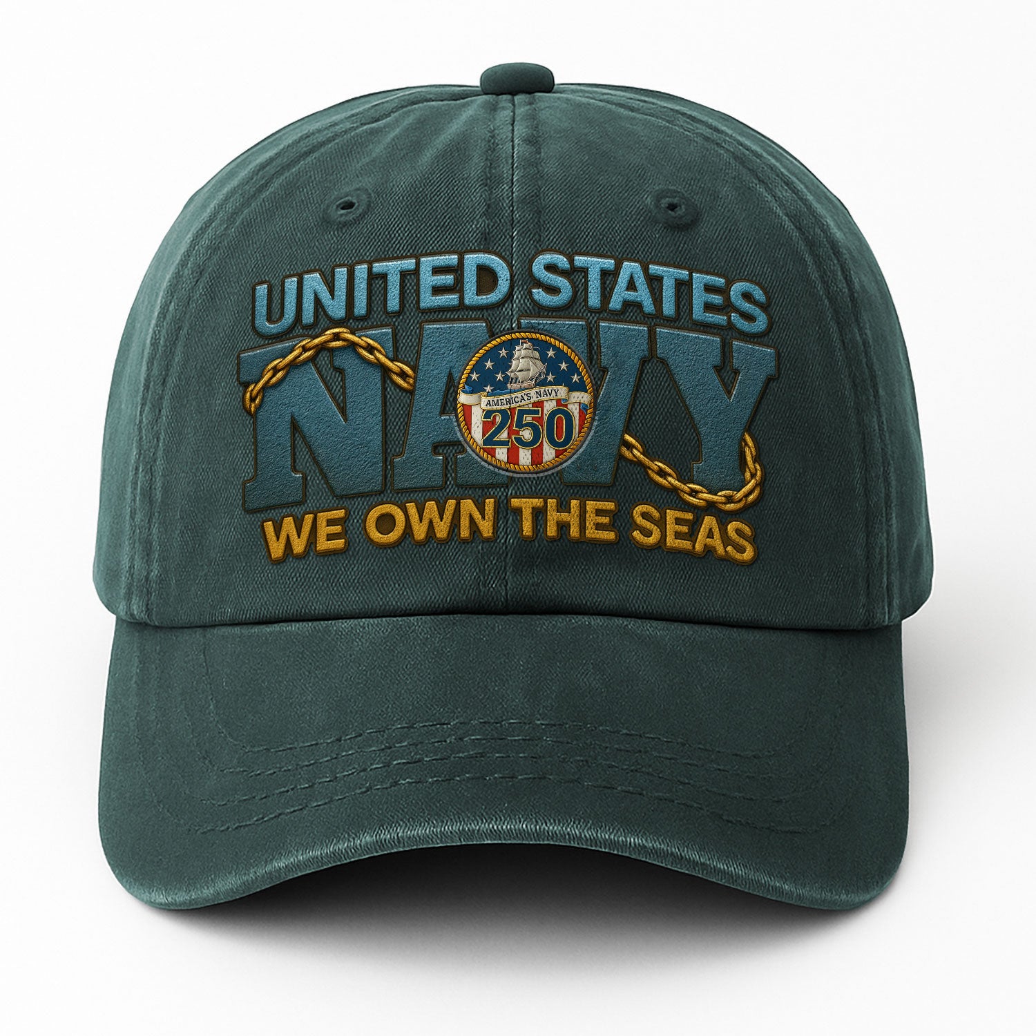 US Navy We Own The Seas Premium Washed Denim Cap